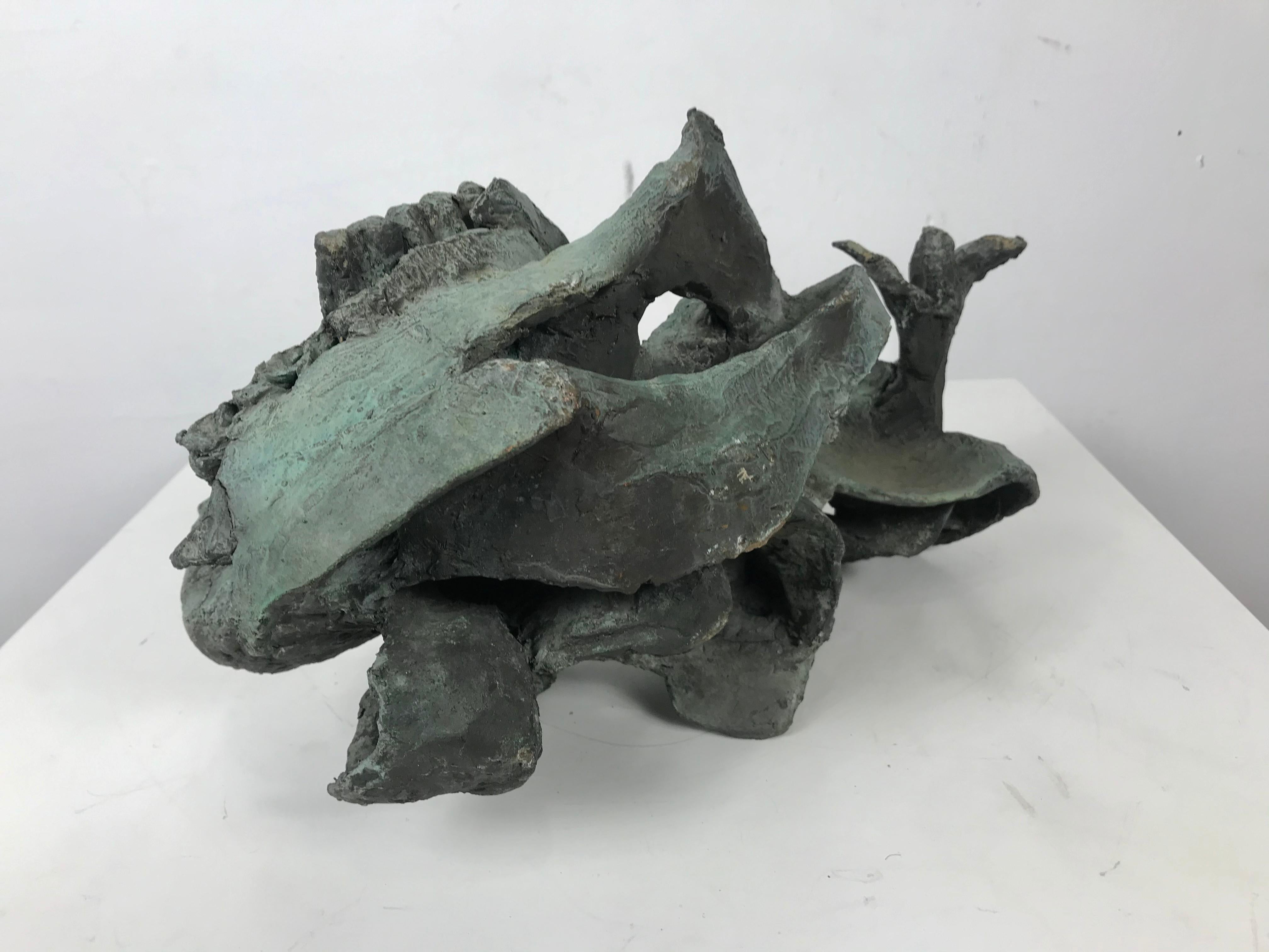 Abstract Brutalist Bronze Sculpture, circa 1960s In Distressed Condition In Buffalo, NY