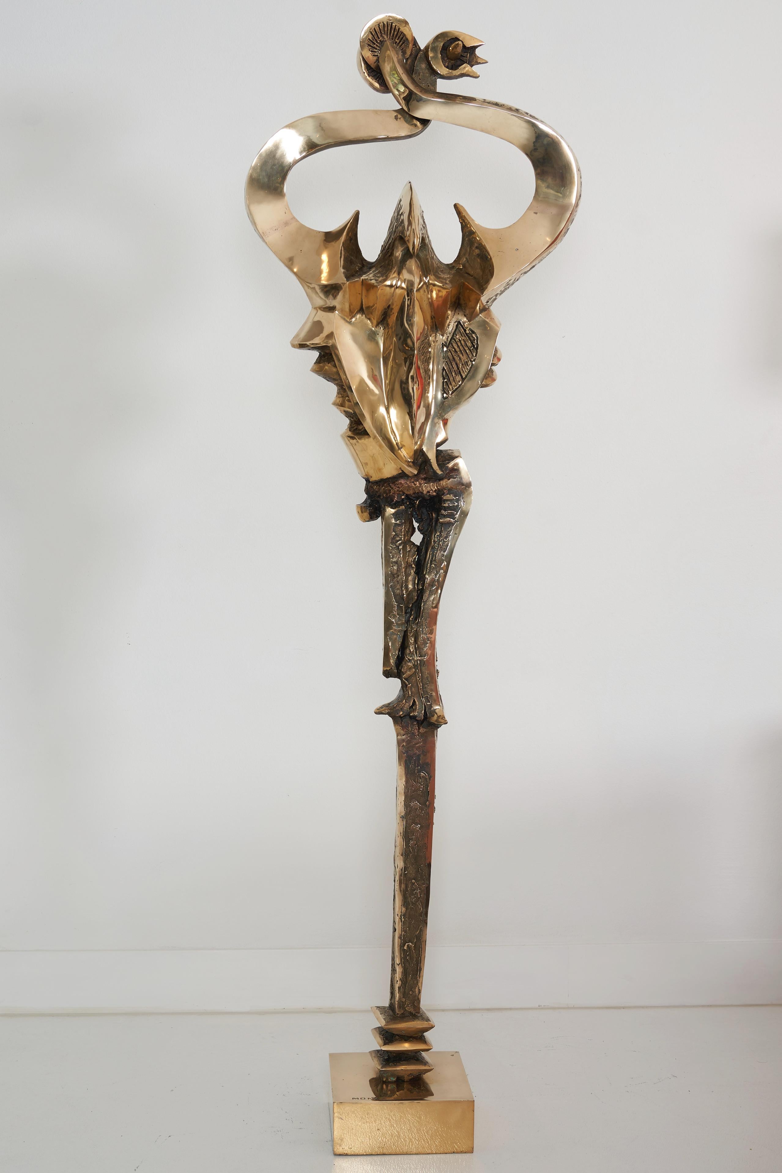 Cast Abstract Brutalist Bronze Sculpture, Prince Monyo (1926-) For Sale