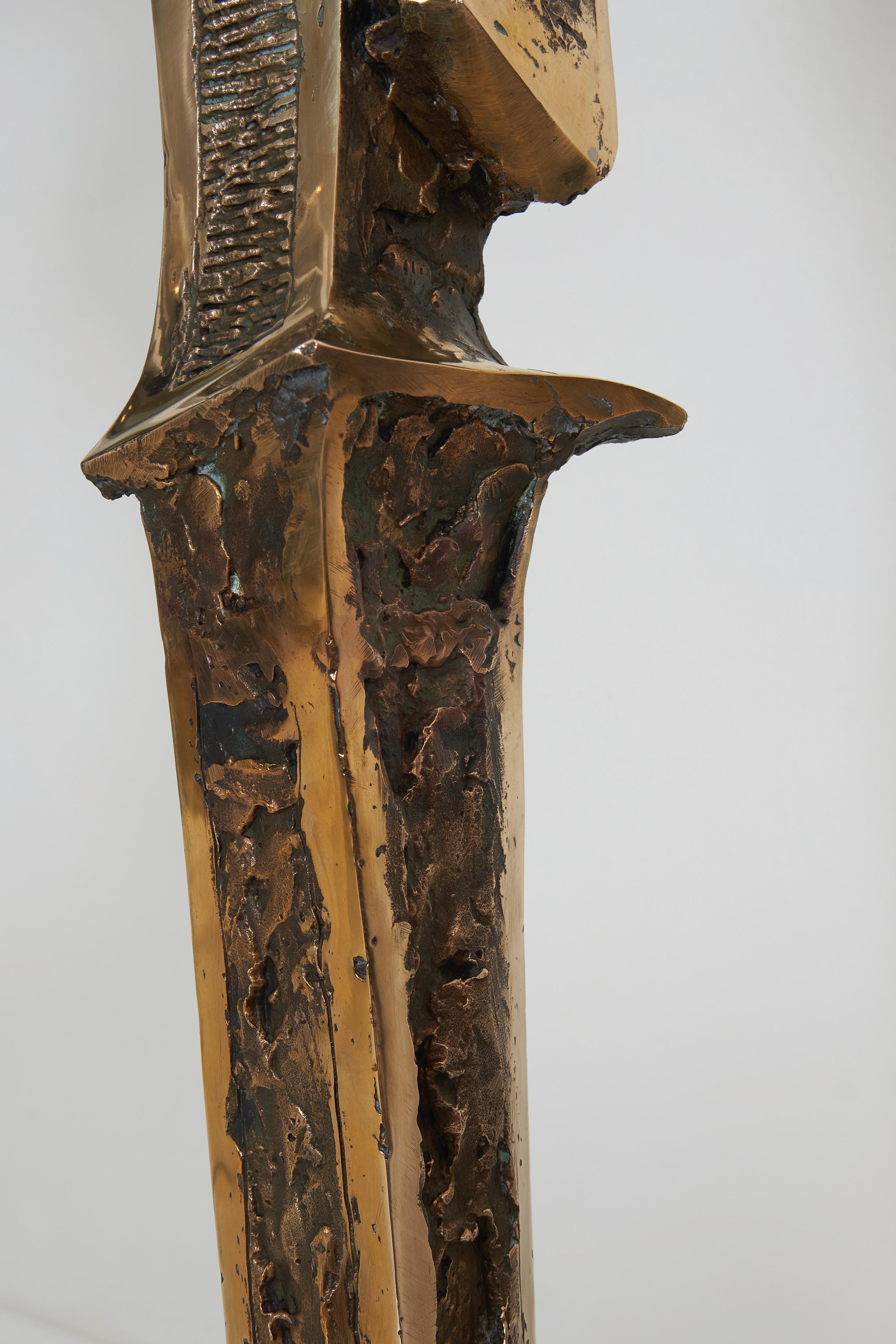 Abstrakte brutalistische Bronzeskulptur, Prince Monyo (1926-) (Ende des 20. Jahrhunderts) im Angebot