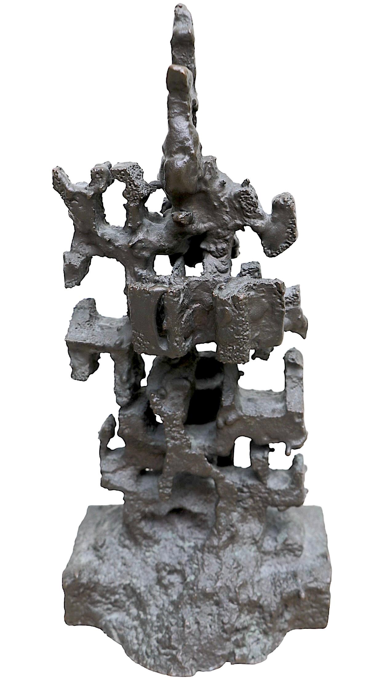 20th Century Abstract Brutalist  Cast Bronze Table Top Sculpture signed EJD c 1960/70's For Sale