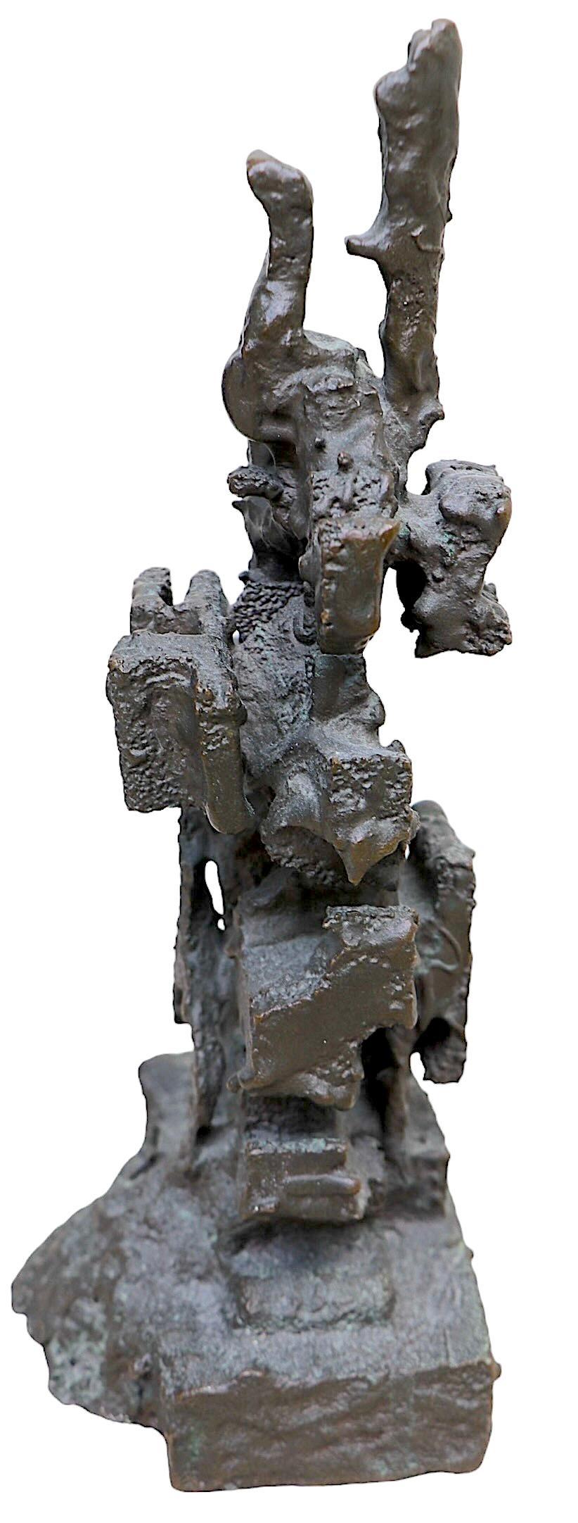 Abstract Brutalist  Cast Bronze Table Top Sculpture signed EJD c 1960/70's For Sale 1