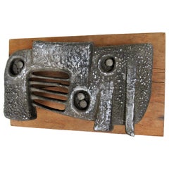 Abstract Brutalist Cast Metal Wall Sculpture by William F. Sellers, 1961
