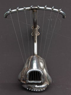 Abstract Brutalist Chrome  Sculpture by Jason Seley "Sculptor's Harp 2" 1966