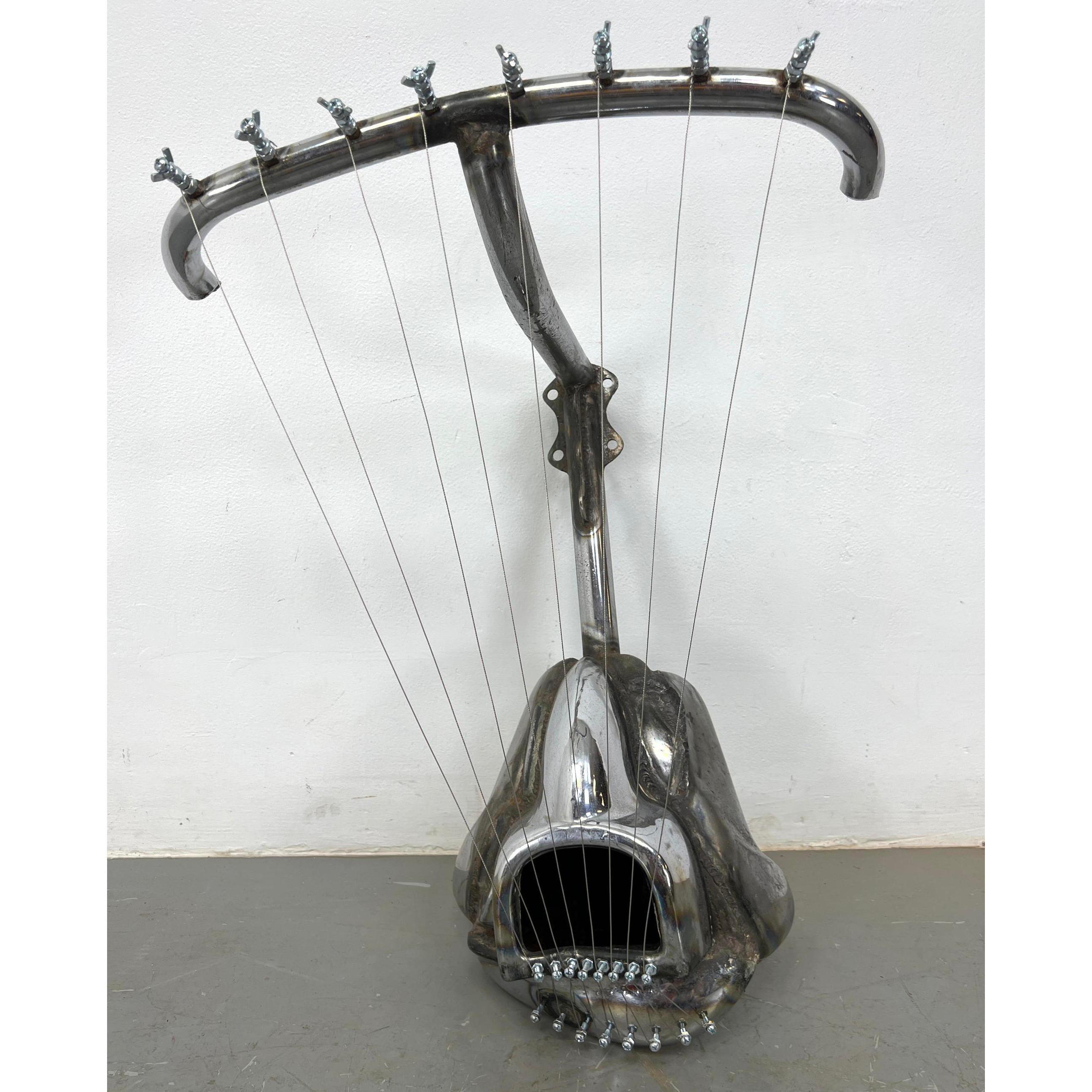 Abstract brutalist welded chrome  sculpture by Jason Seley 