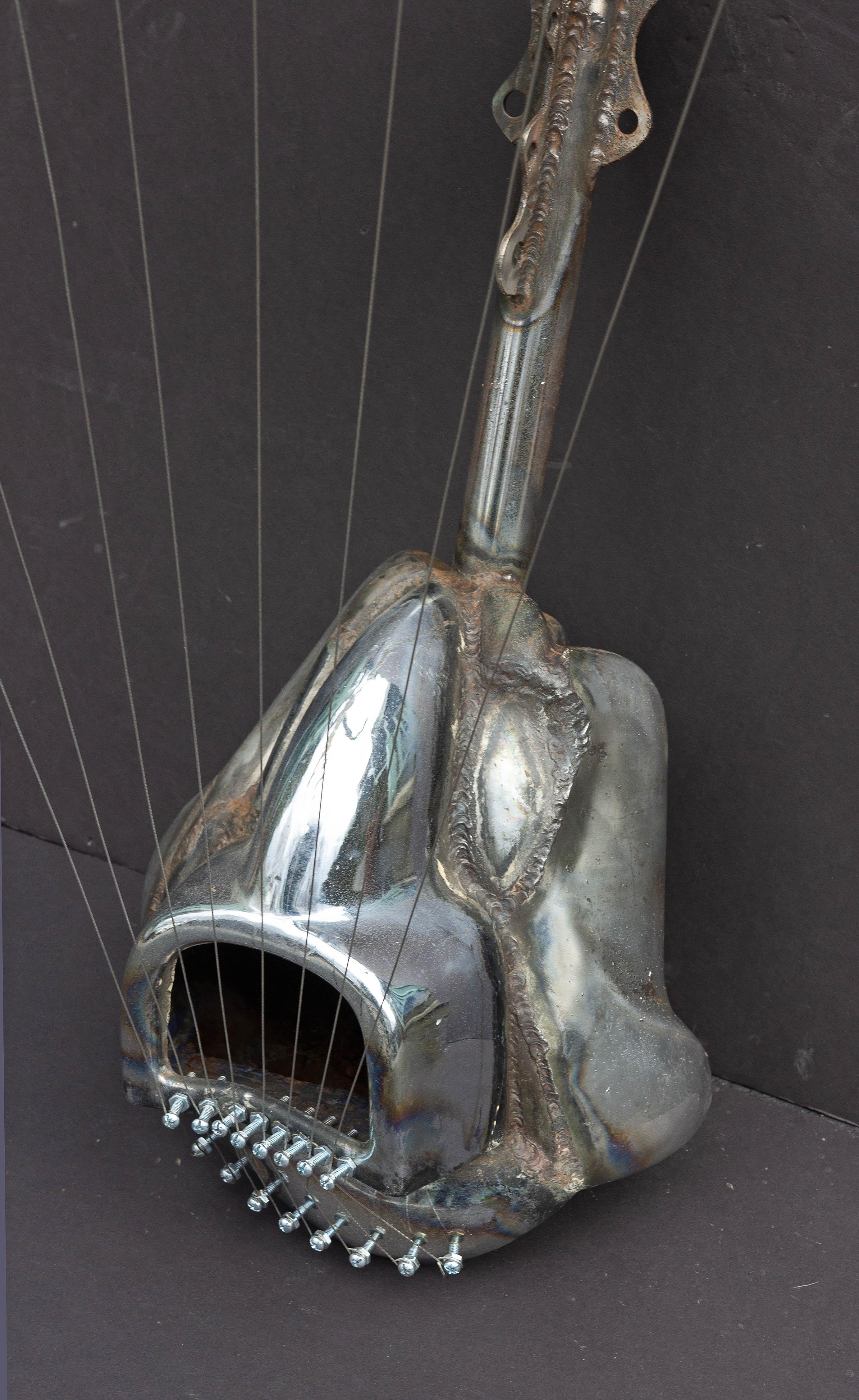 Abstraktes Brutalistisches Chrom  Skulptur von Jason Seley „Sculptor's Harp 2“, Skulptur, 1966 (Geschweißt) im Angebot