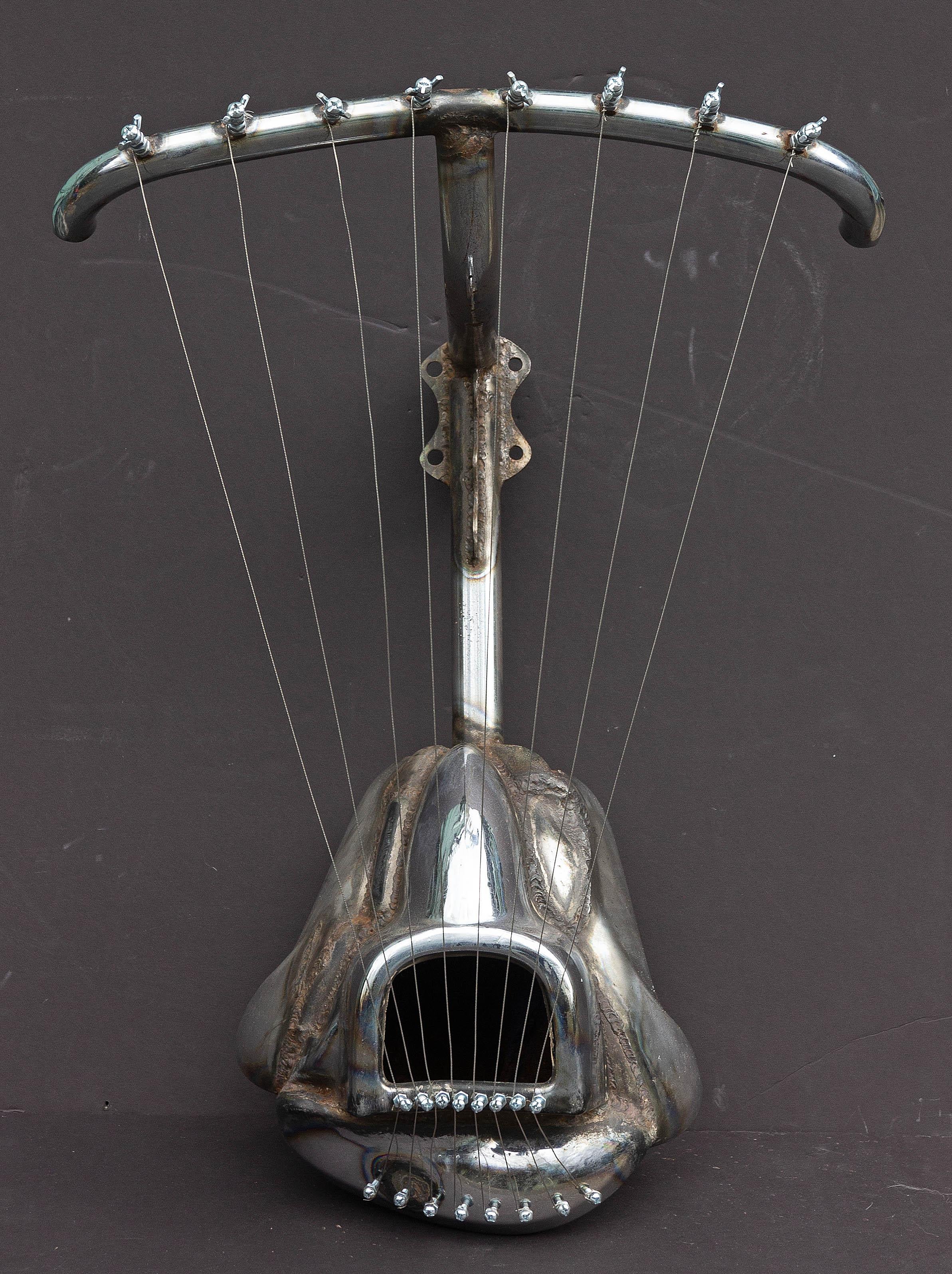 Abstraktes Brutalistisches Chrom  Skulptur von Jason Seley „Sculptor's Harp 2“, Skulptur, 1966 im Angebot 1