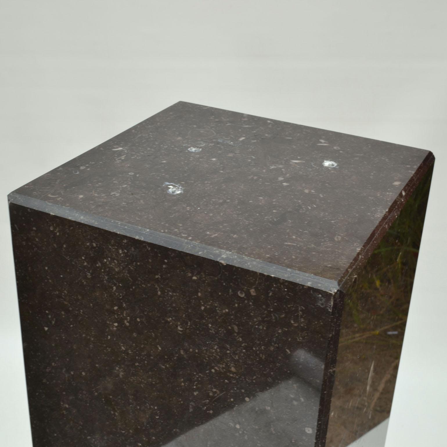 Abstract Brutalist Concertina Shaped Bronze Sculpture on Black Marble Plinth For Sale 10