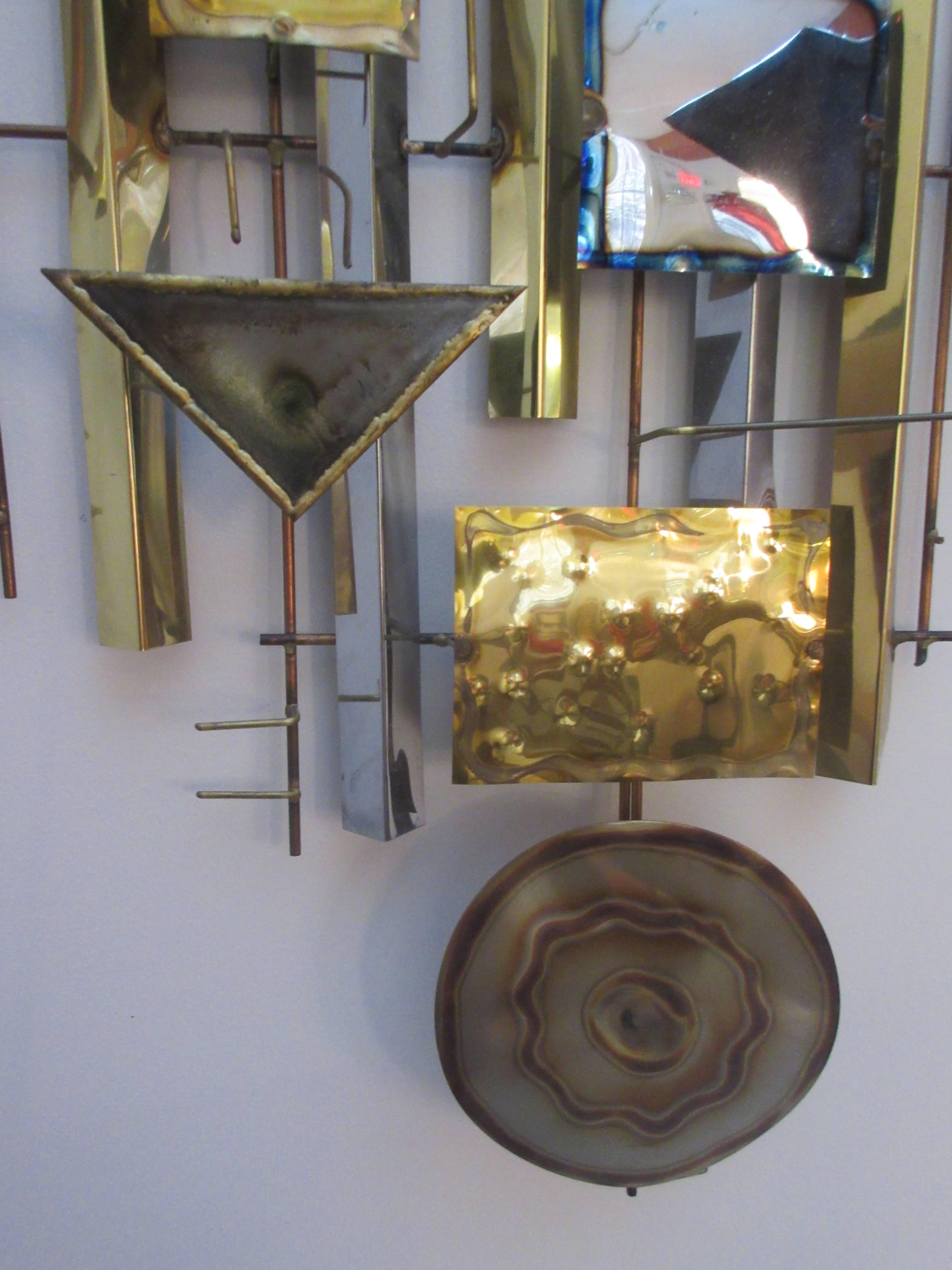 American Abstract Brutalist Metal Wall Sculpture in the Style of C. Jere