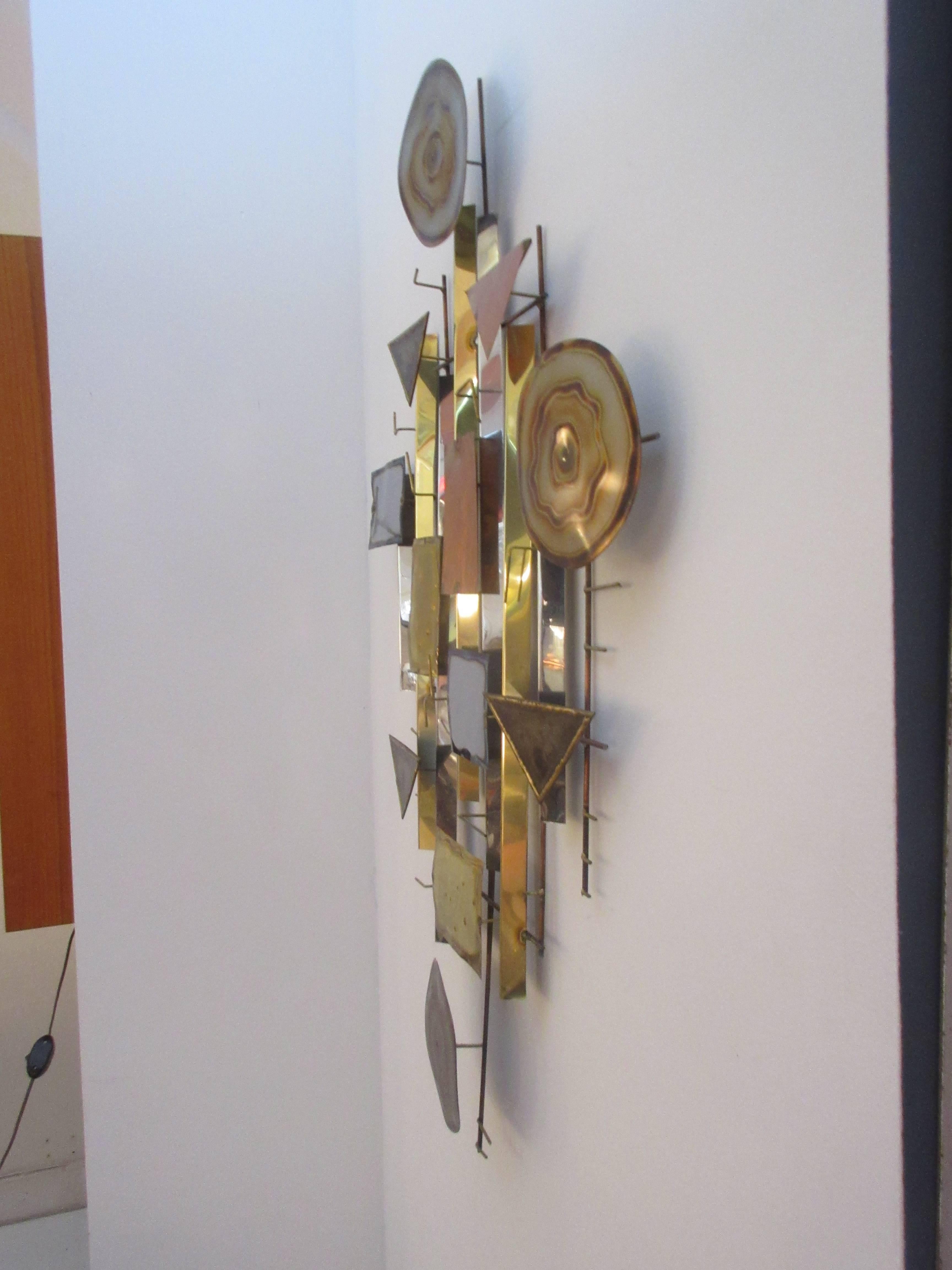 Late 20th Century Abstract Brutalist Metal Wall Sculpture in the Style of C. Jere