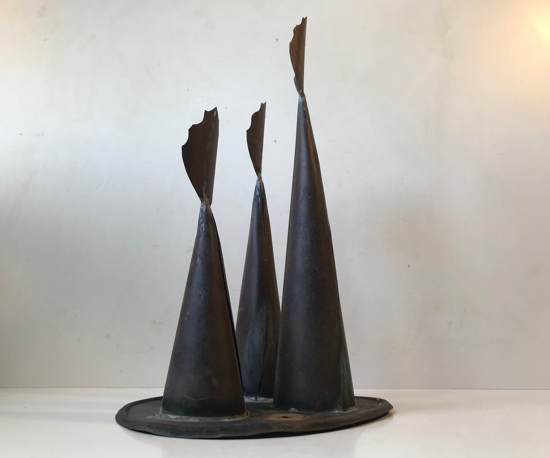 Danois Sculpture abstraite et brutaliste en cuivre:: Danemark:: 1970 en vente