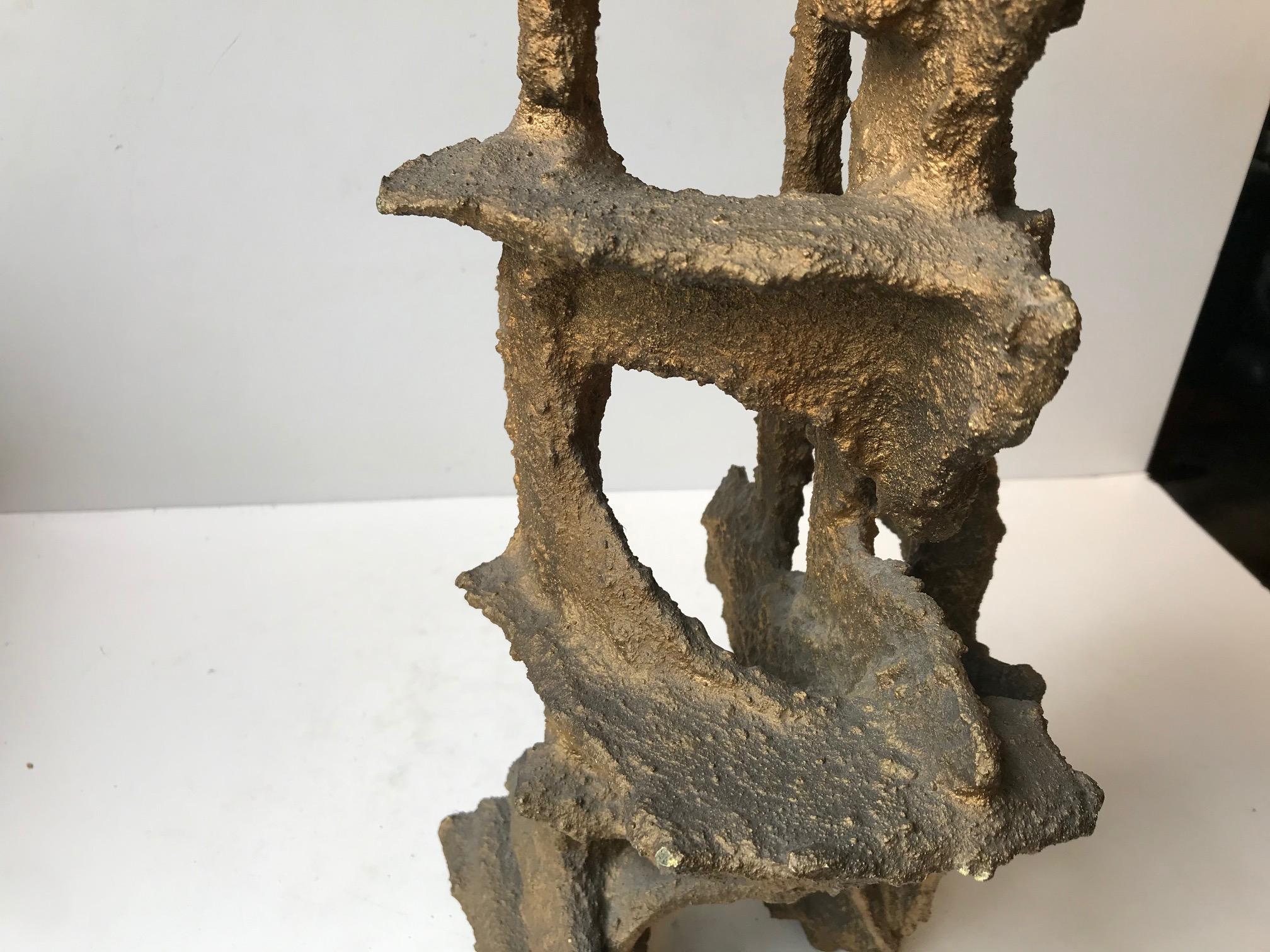 Abstract Brutalist Sculpture in Faux Bronze, 1970s 2