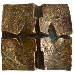 Abstract Brutalist Wall Mounted Bronze Relief