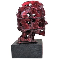 Vintage Abstract Brutalistic Metal Sculpture