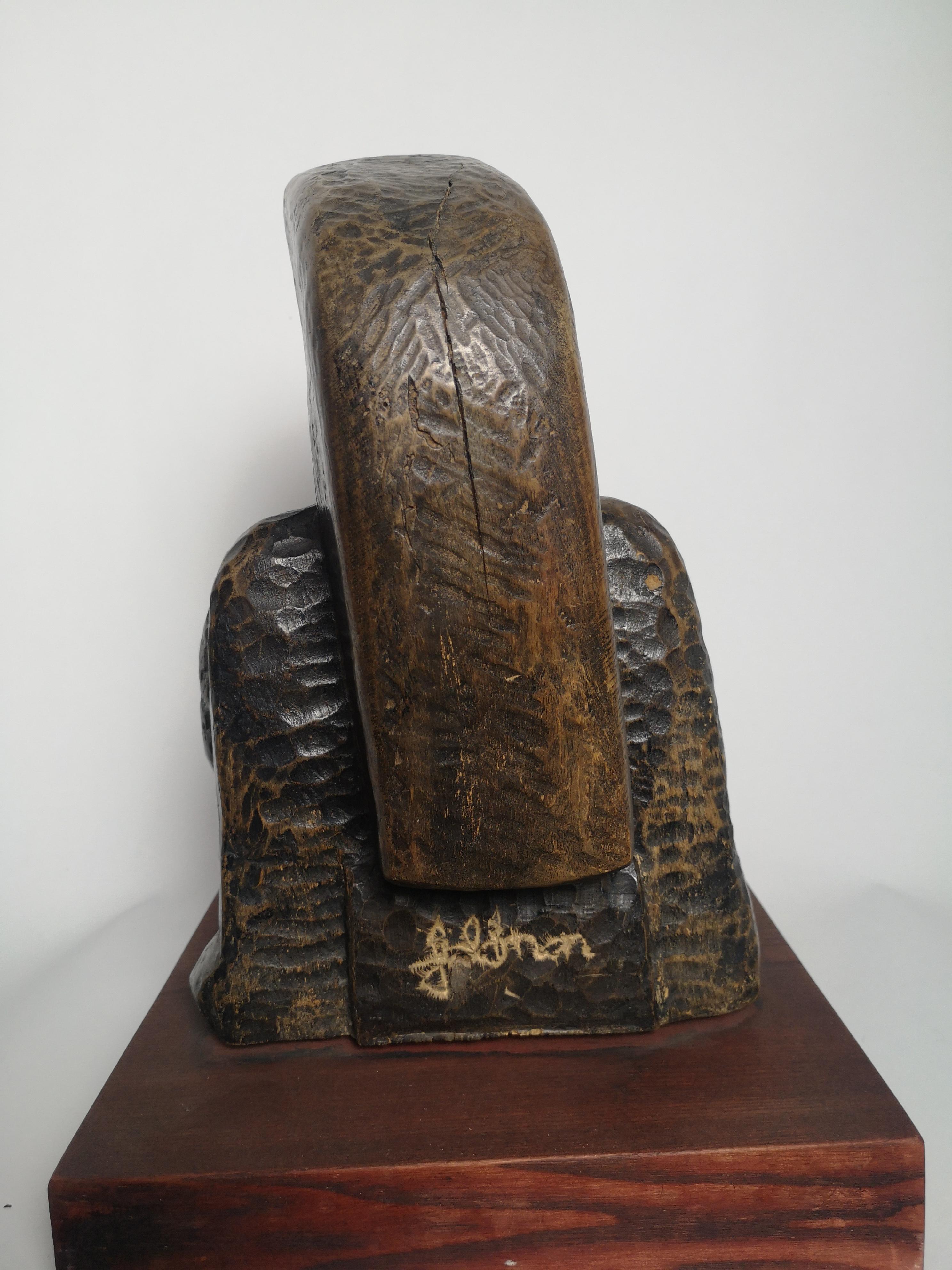 Abstract by Laszlo Feldman, Hand Carved, Signed Wooden Sculpture, 1970s In Good Condition In Budapest, HU