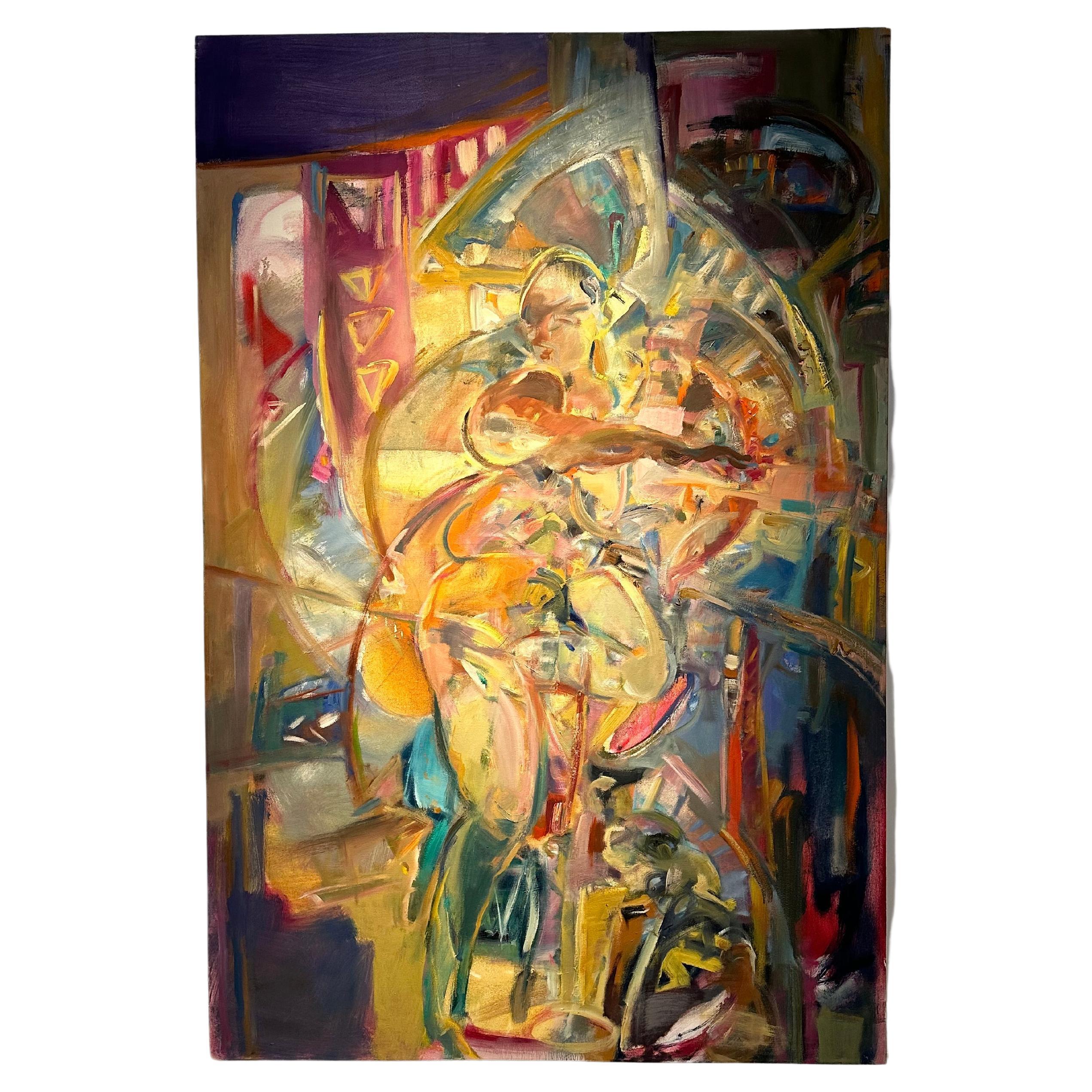 Abstraktes Gemälde von Trutz Bieck, Abstraktion, Leinwand, Acrylfarbe 1986 im Angebot