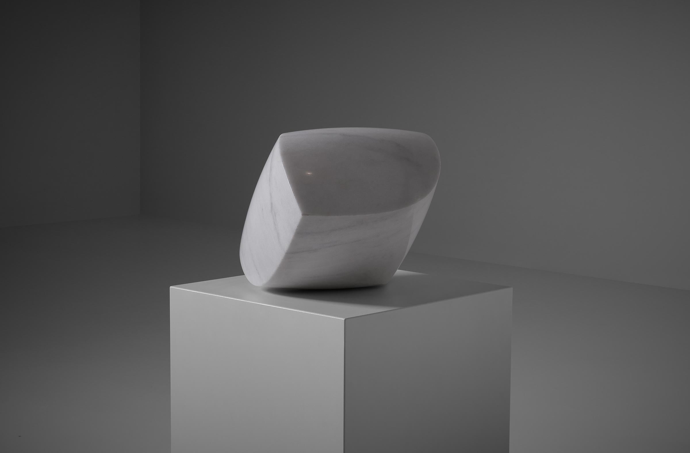 Dutch Abstract Carrara Marble Sculpture, 1970s