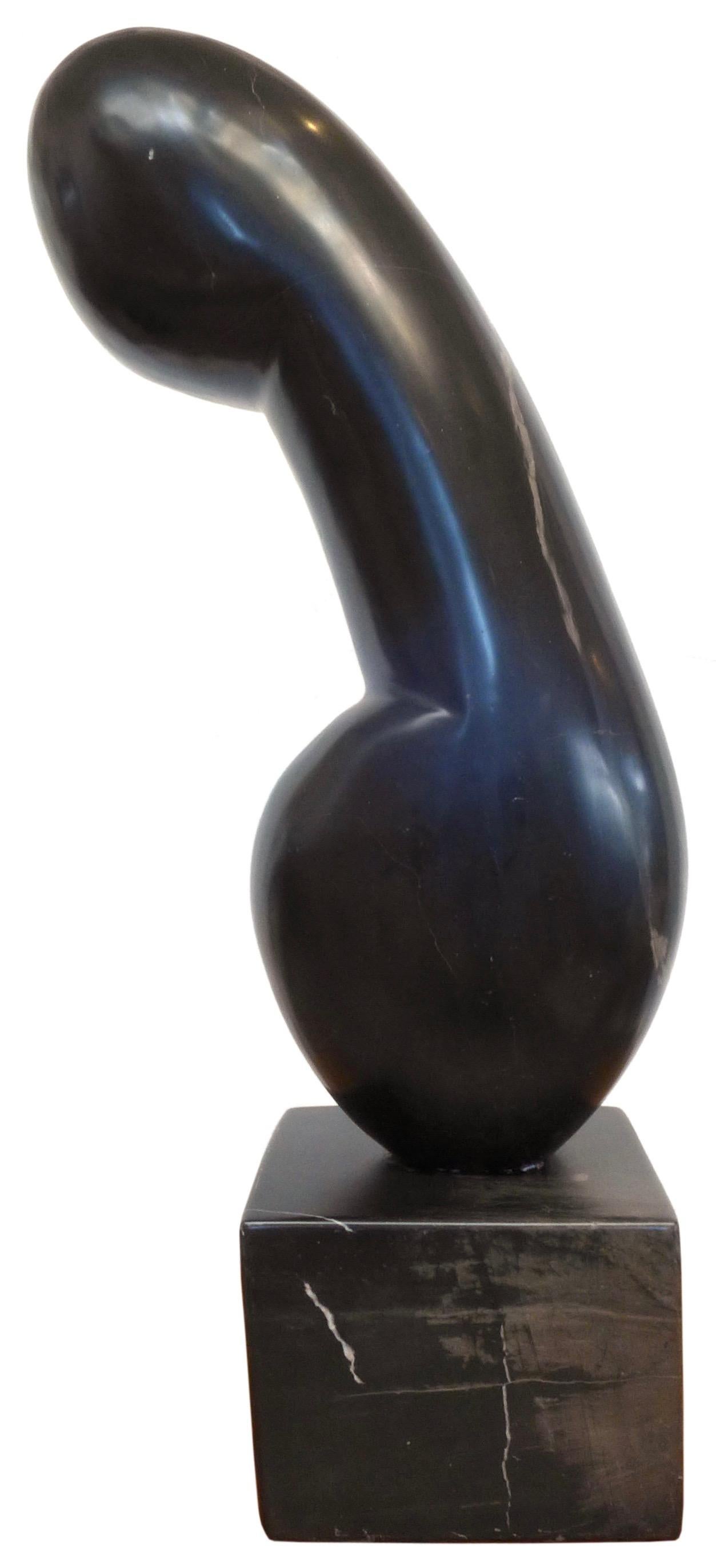 Modern Abstract Carved Black Marble Sculpture in the Manner of Constantin Brancusi For Sale