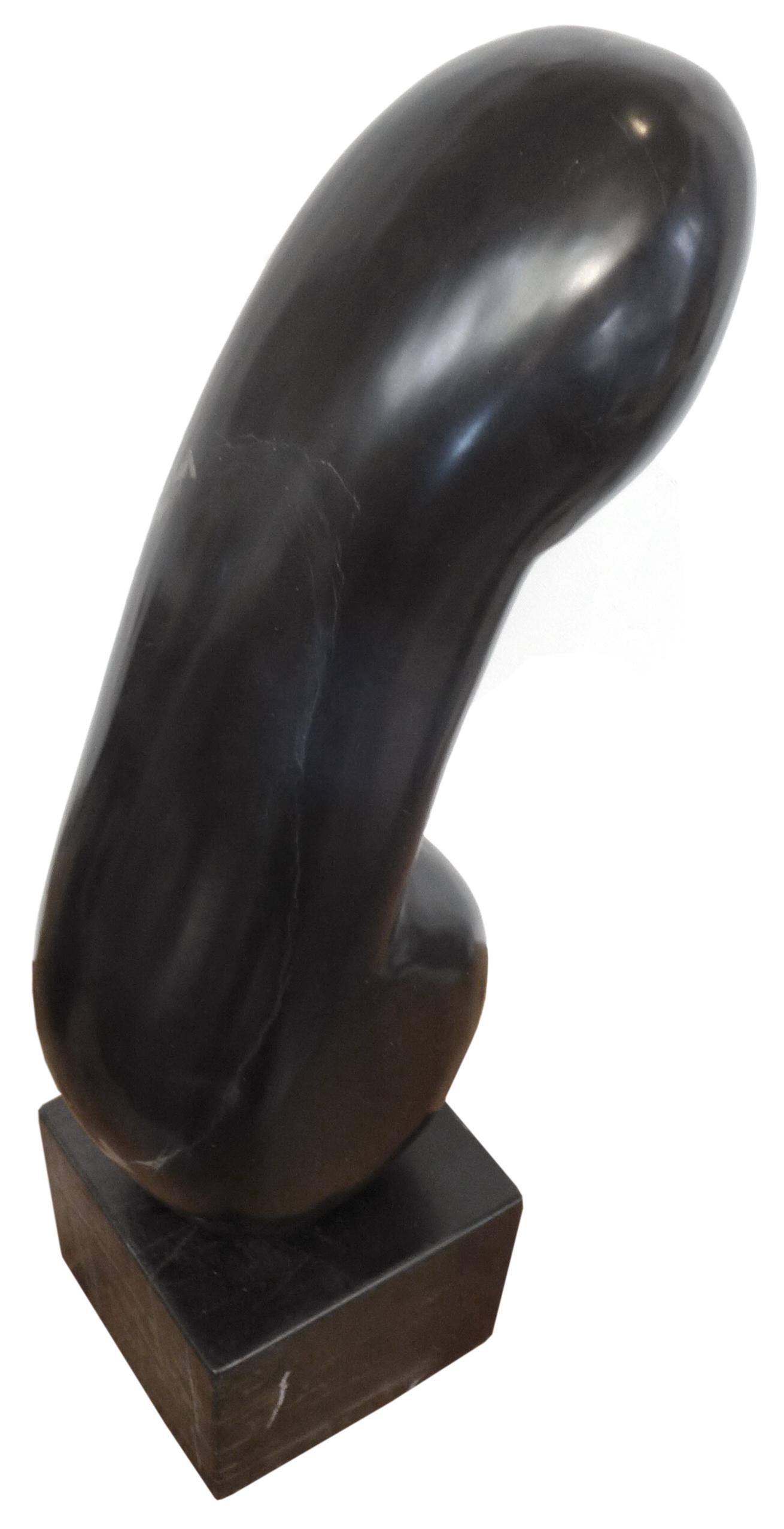 Hand-Carved Abstract Carved Black Marble Sculpture in the Manner of Constantin Brancusi For Sale