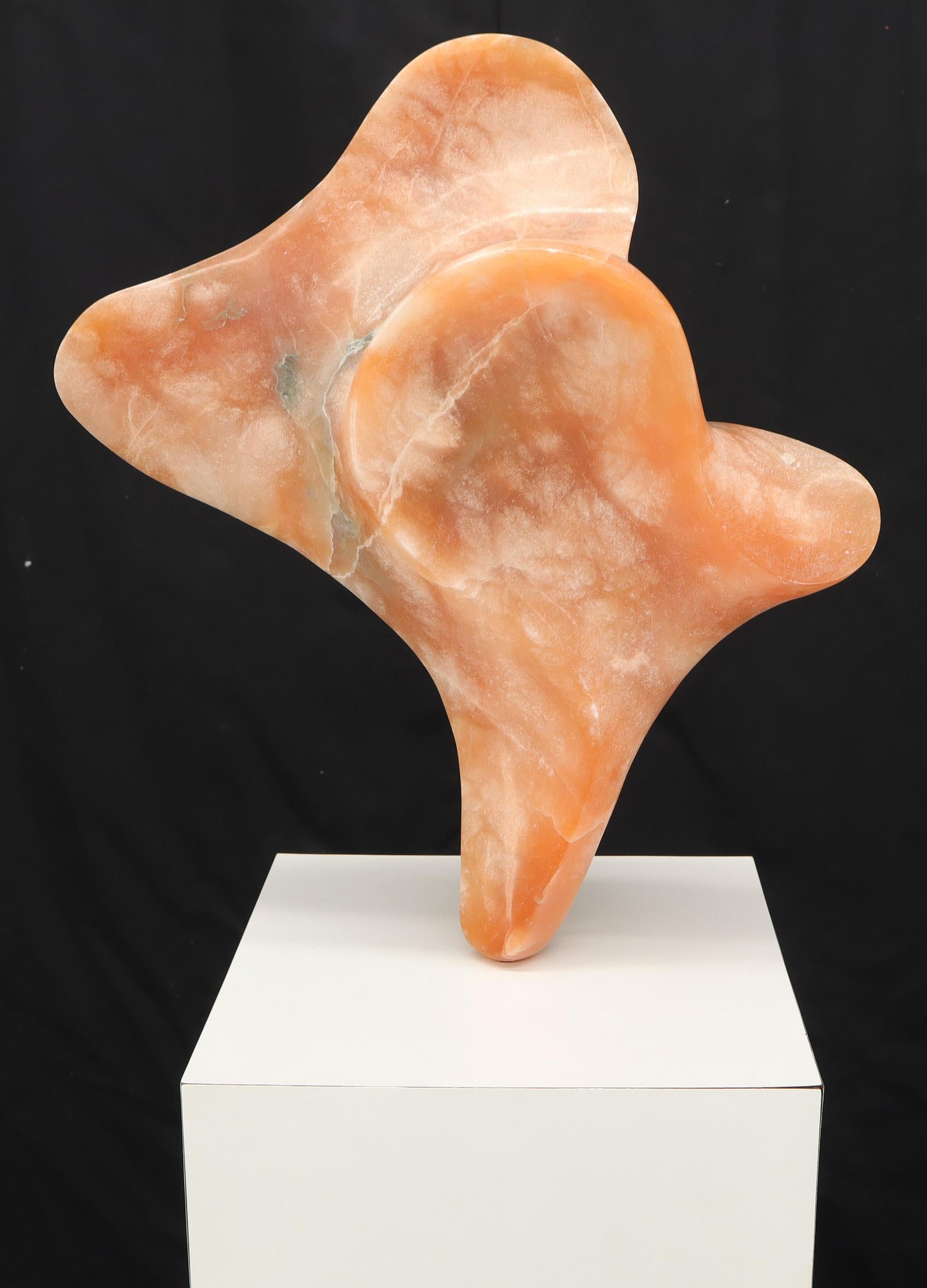 Unknown Abstract Carved Onyx Bust Sculpture on Tall Pedestal For Sale
