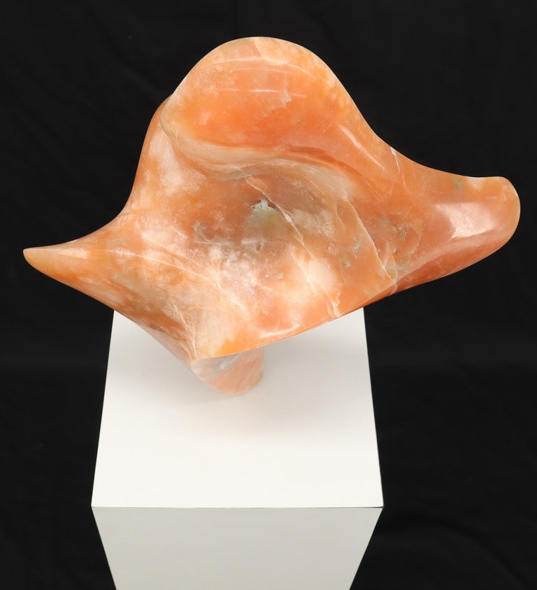Abstract Carved Onyx Bust Sculpture on Tall Pedestal For Sale at 1stDibs