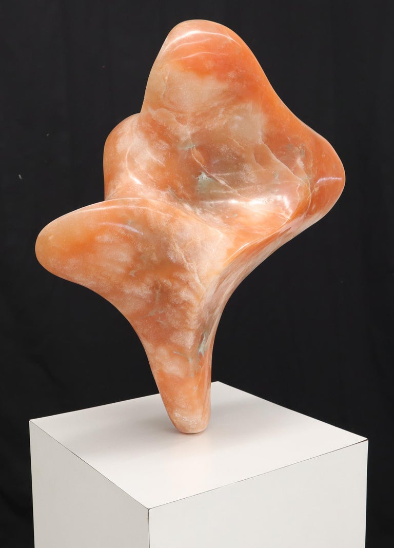 Abstract Carved Onyx Bust Sculpture on Tall Pedestal For Sale at 1stDibs