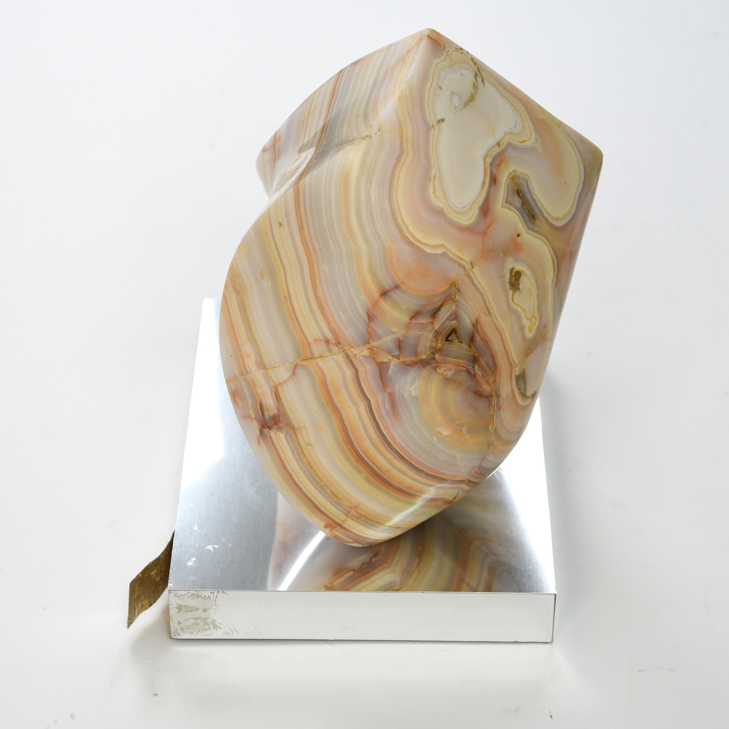 American Abstract Carved Onyx Marble Sculpture