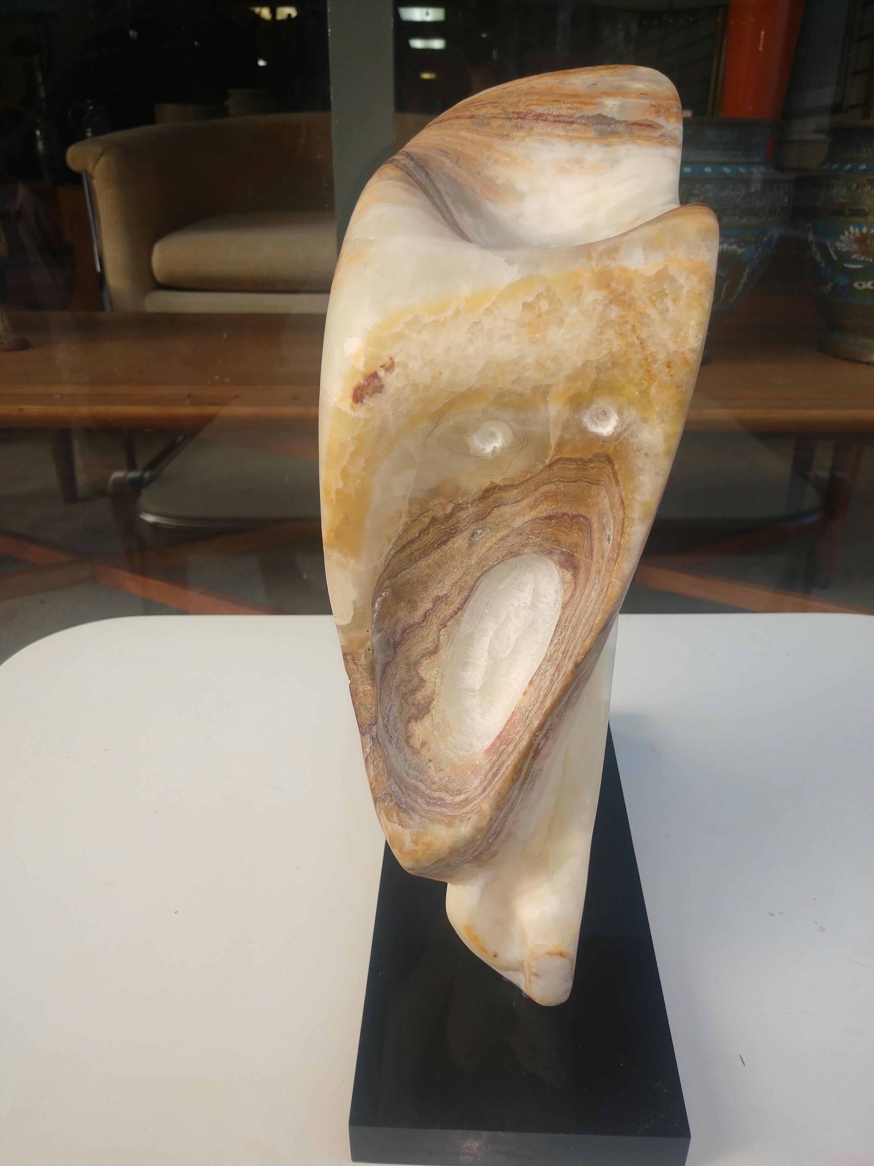 Hand-Carved Abstract Carved Stone by Outsider Artist Louise Abrams
