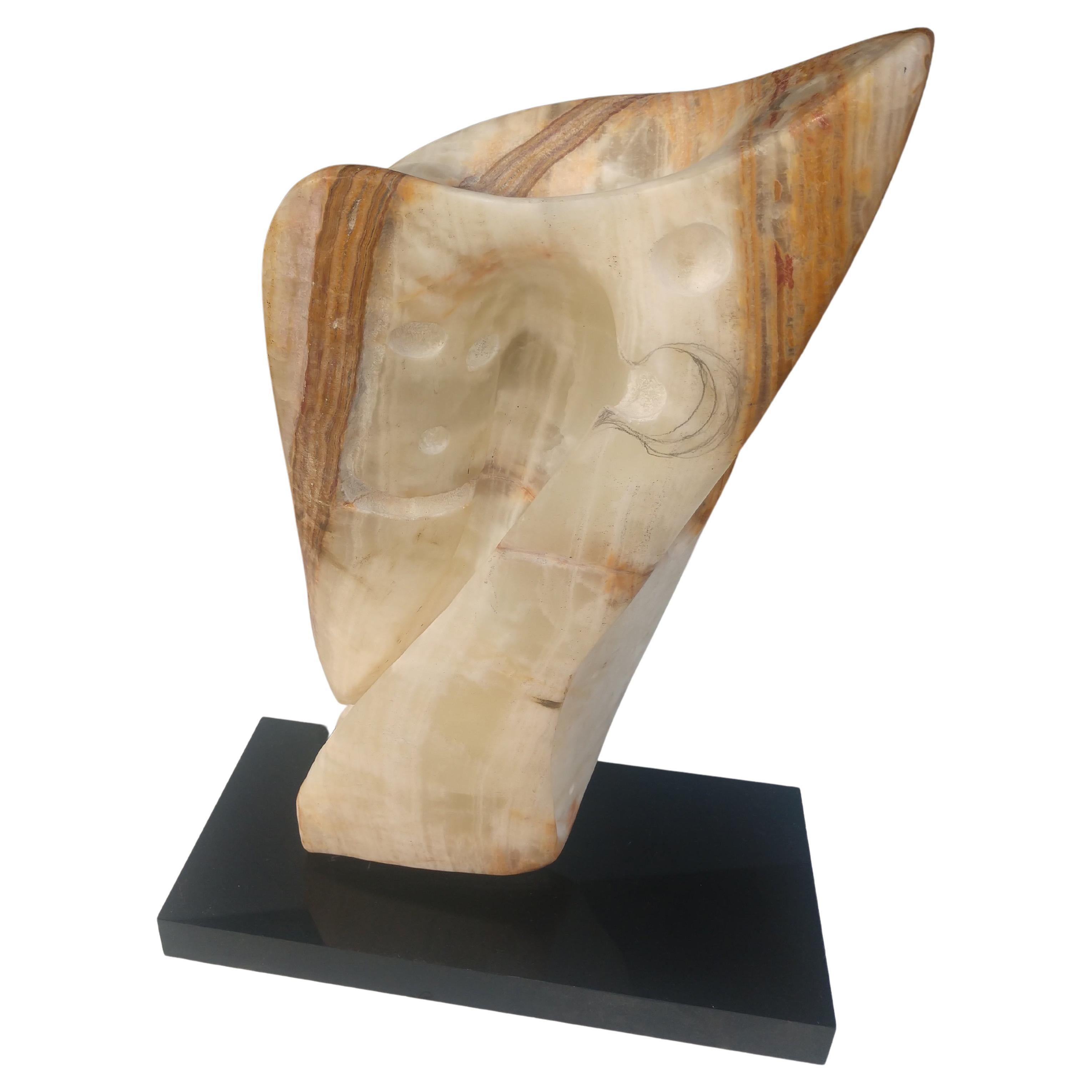 Modern Abstract Carved Stone by Outsider Artist Louise Abrams