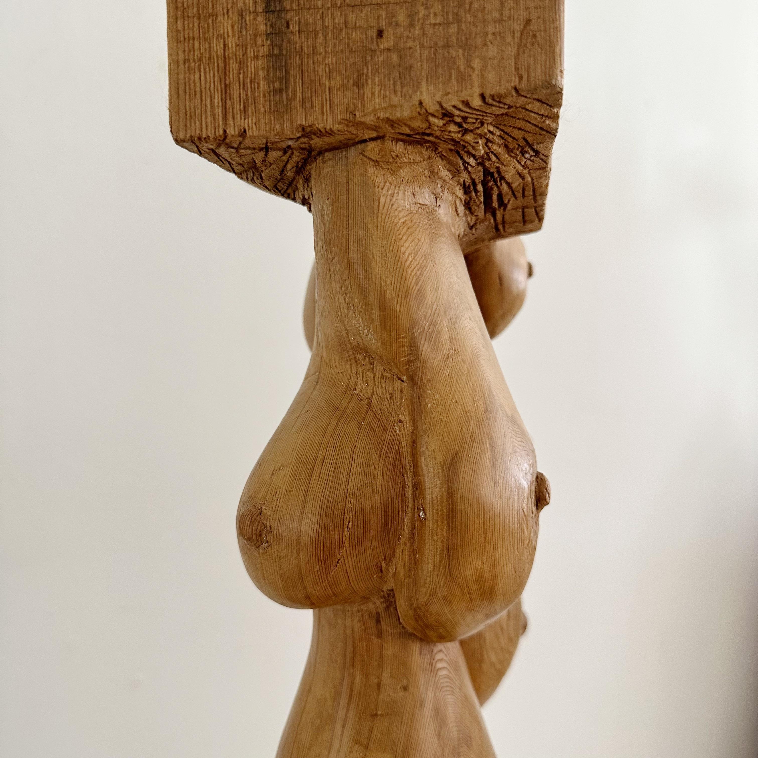Hand-Carved Abstract Carved Wood Sculpture by Artist Orlando Chiang from the Early For Sale