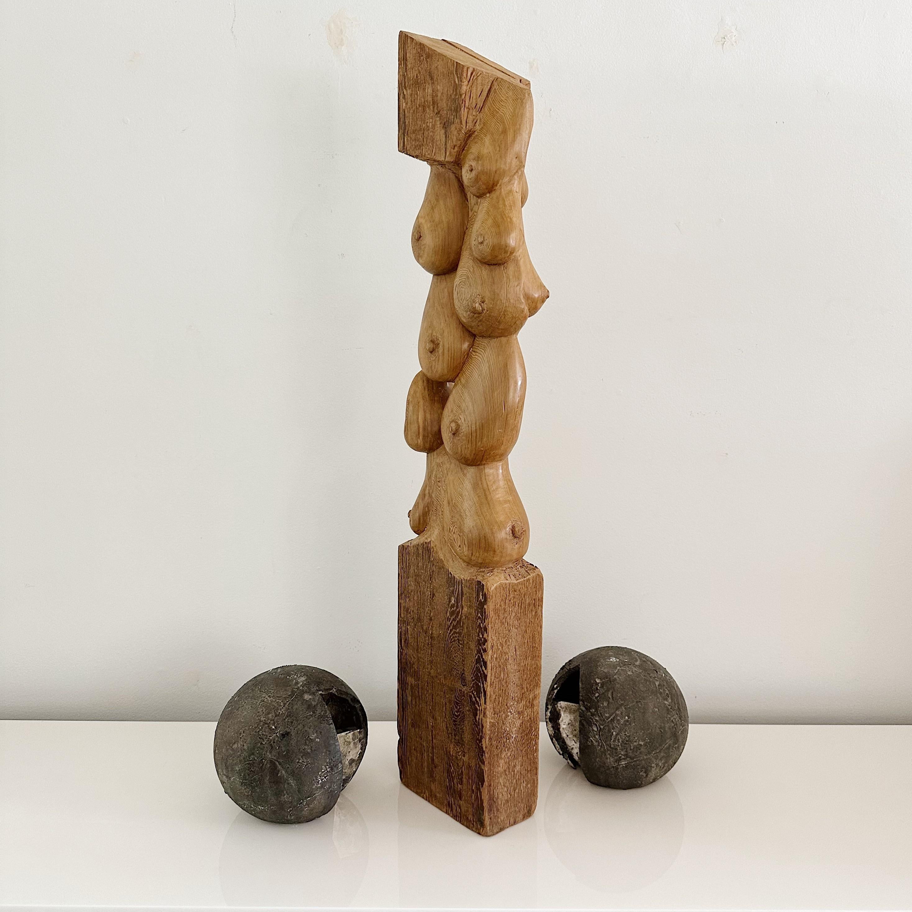 Contemporary Abstract Carved Wood Sculpture by Artist Orlando Chiang from the Early For Sale