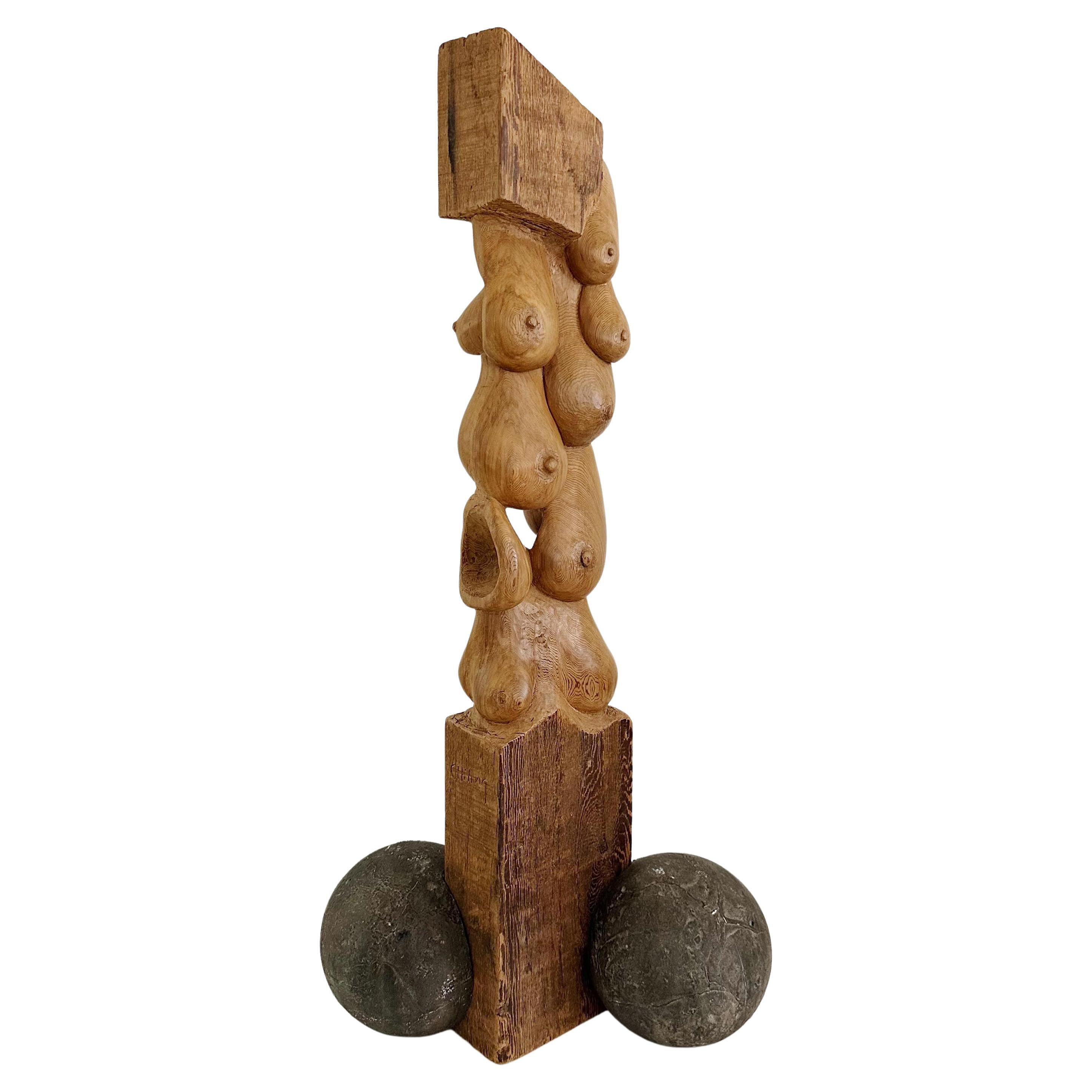 Abstract Carved Wood Sculpture by Artist Orlando Chiang from the Early For Sale