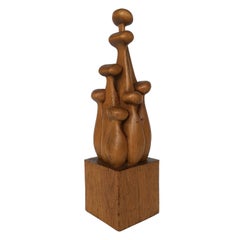 Abstract Carved Wood Sculpture by J Curnow