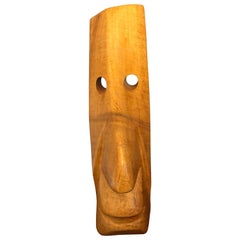 Abstract Carved Wooden Face Sculpture