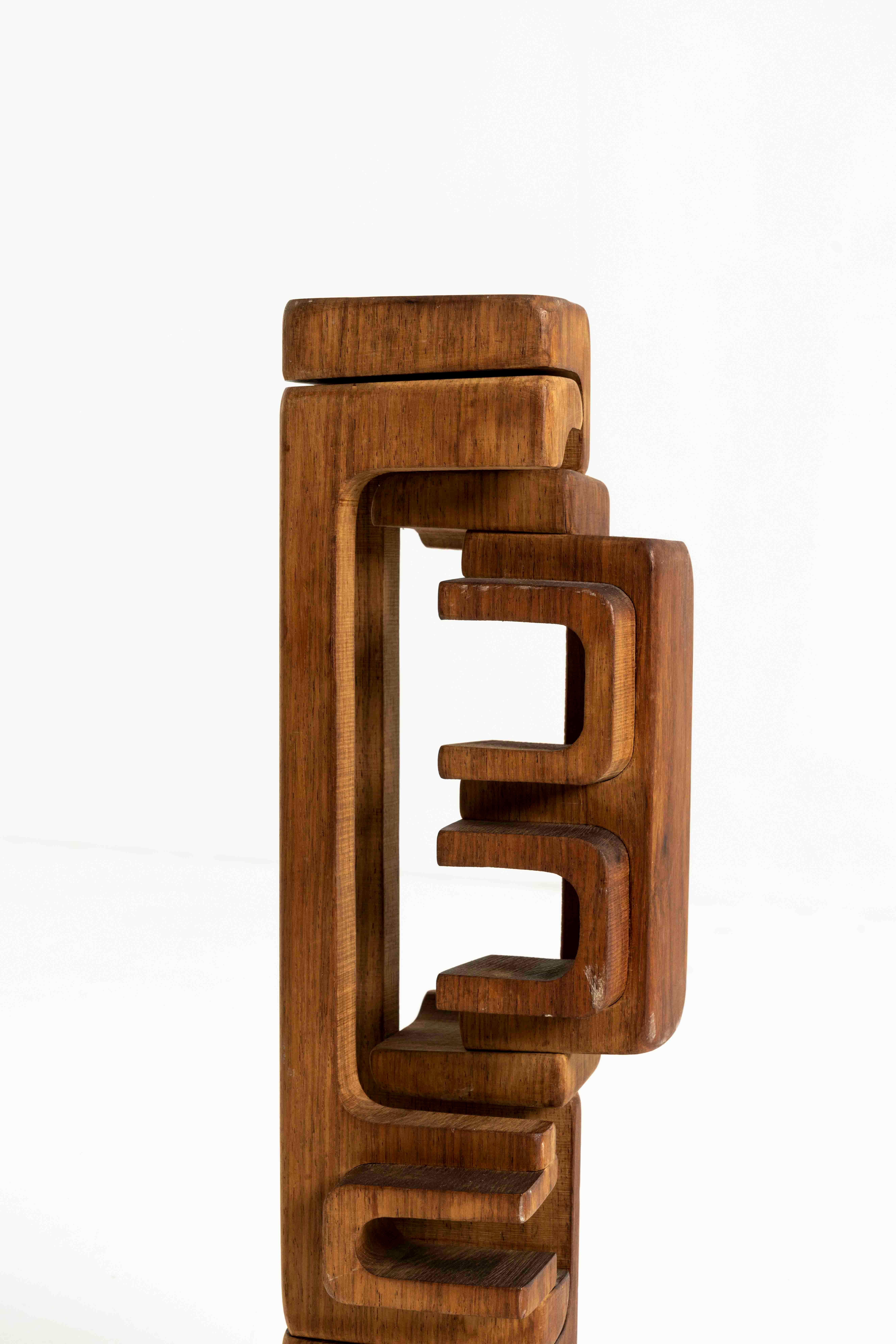British Abstract Carved Wooden Sculpture by Brian Willsher, 1976 UK