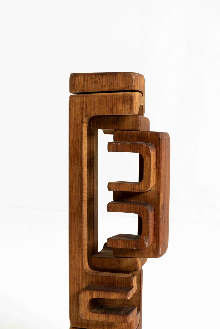 British Abstract Carved Wooden Sculpture by Brian Willsher, 1976 UK For Sale