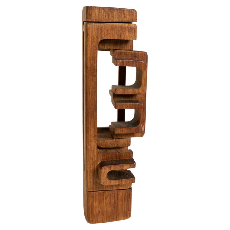 Abstract Carved Wooden Sculpture by Brian Willsher, 1976 UK For Sale
