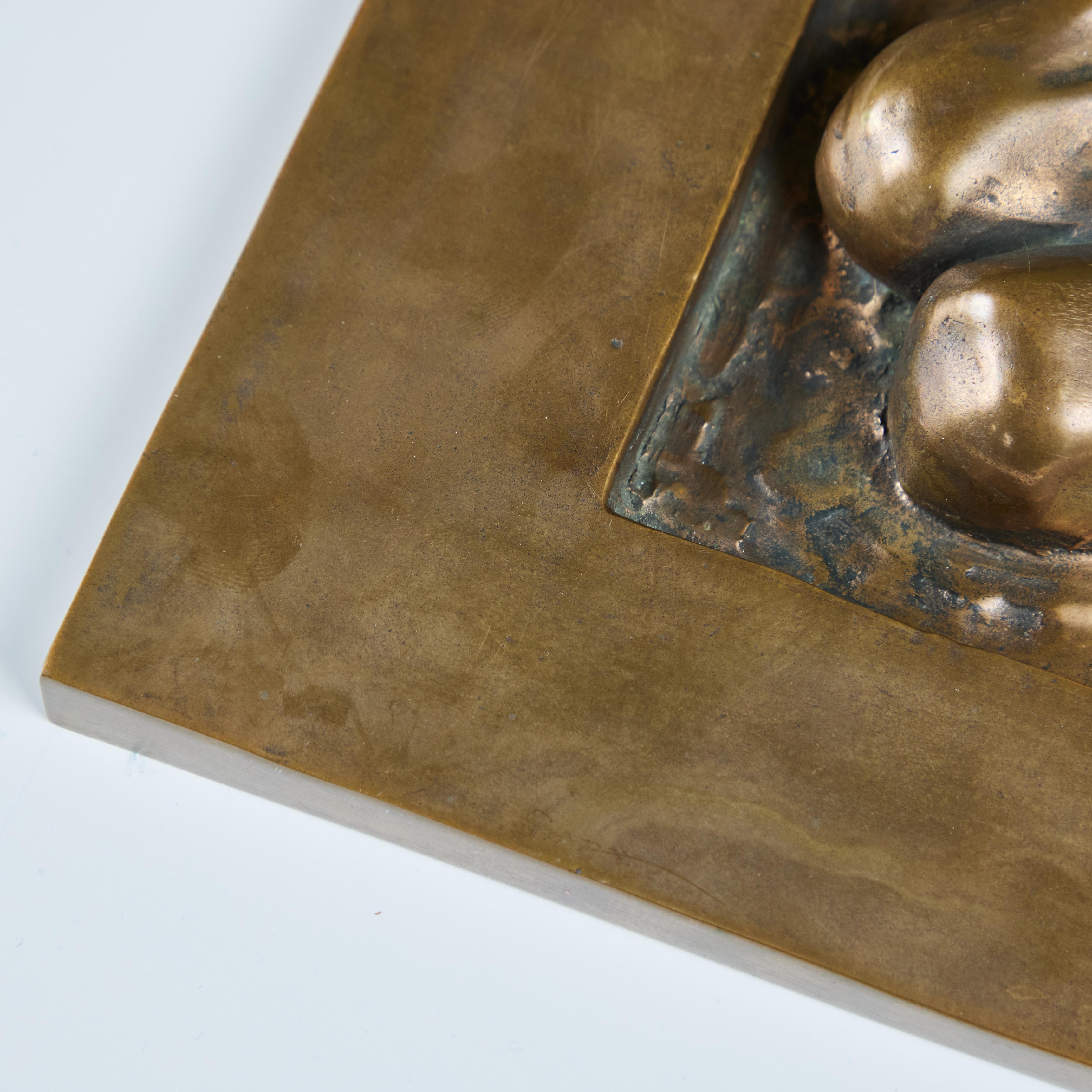 American Abstract Cast Bronze Decorative Plaque Sculpture For Sale