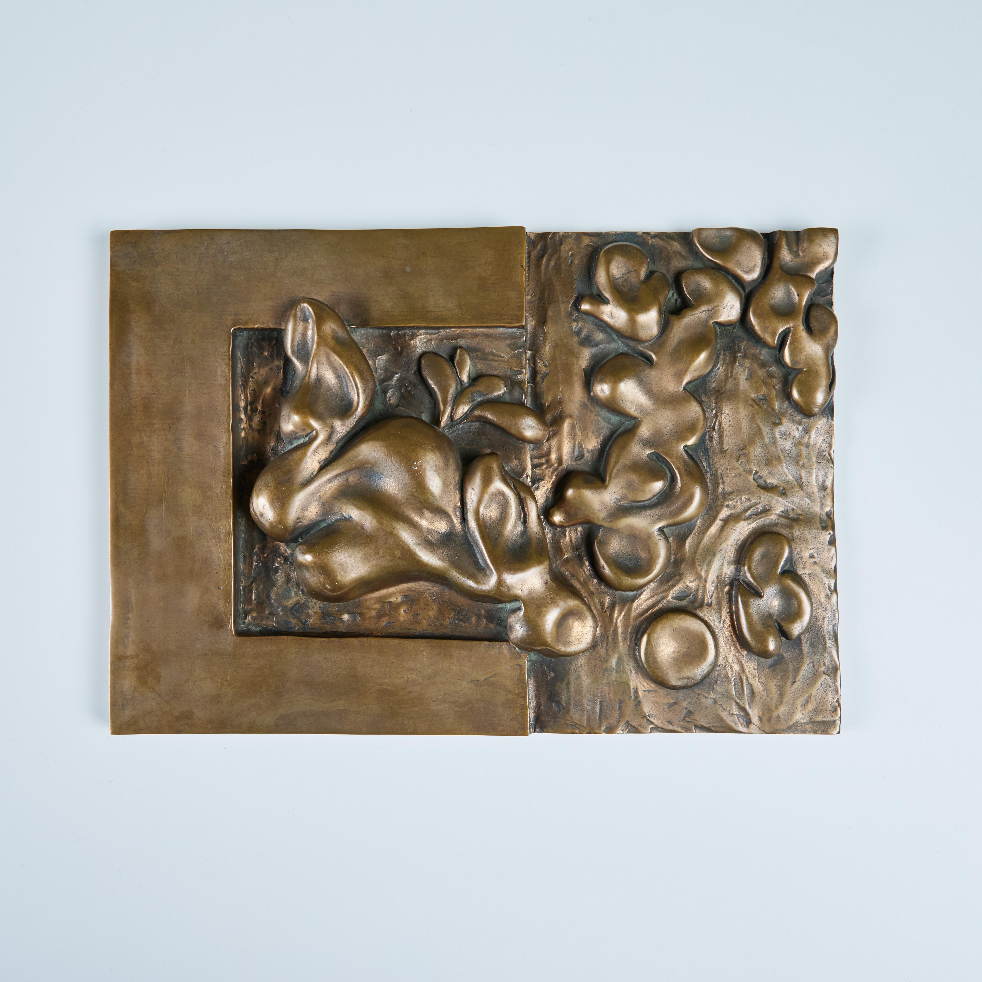 Dekorative abstrakte Plakettenskulptur aus Bronzeguss im Angebot 2
