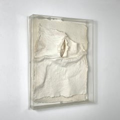 Abstract Cast Paper Lucite Shadow Box Wall Sculpture by Marie Kelly, 1979