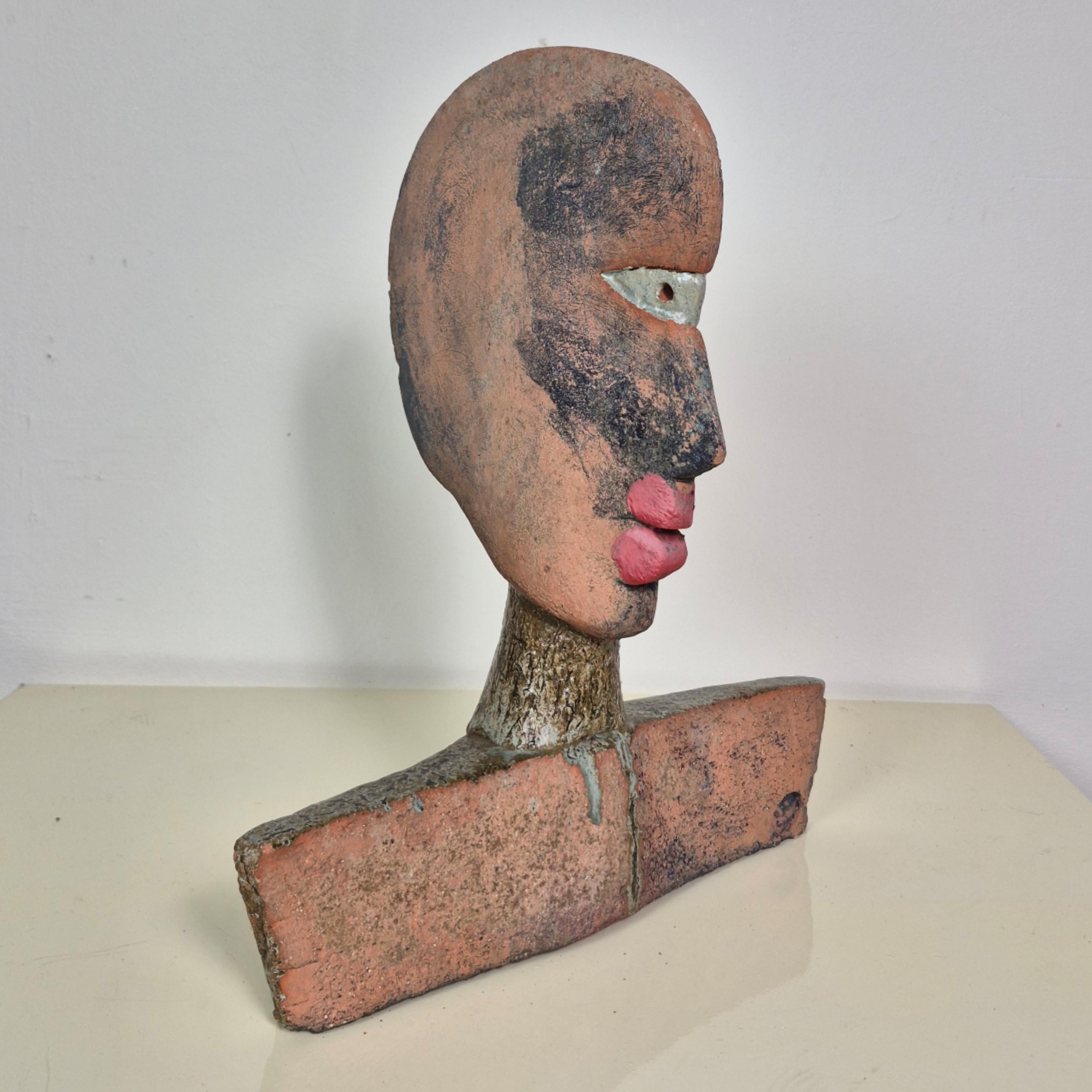 20th Century Abstract ceramic buste by Dieter Eichelmann, Germany 1980s For Sale