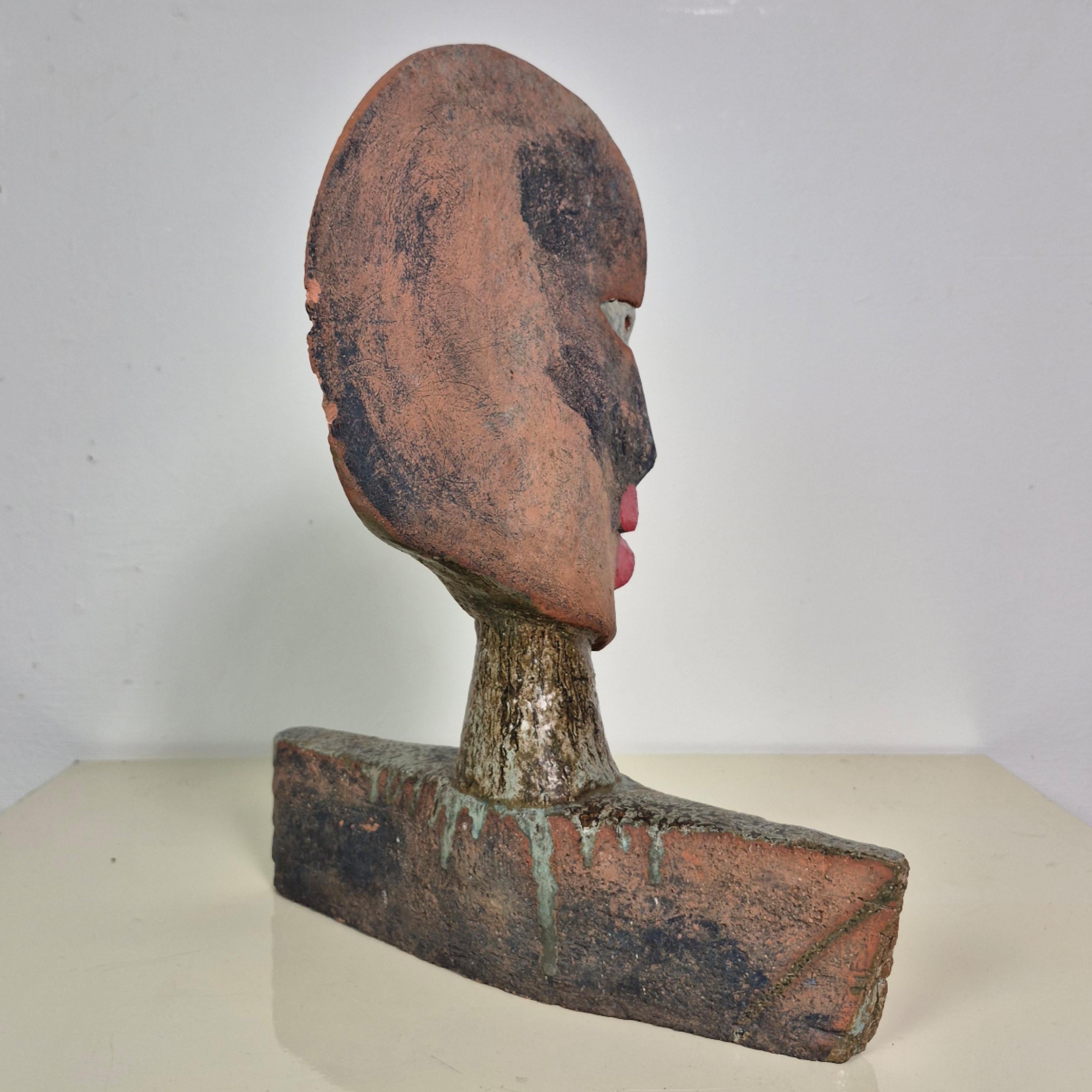 Clay Abstract ceramic buste by Dieter Eichelmann, Germany 1980s For Sale