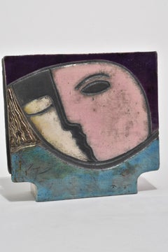 Vase visage abstrait en céramique