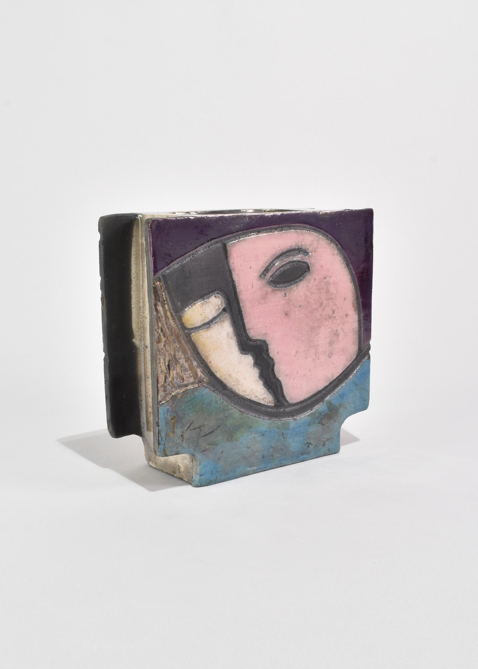 20th Century Abstract Ceramic Face Vase For Sale