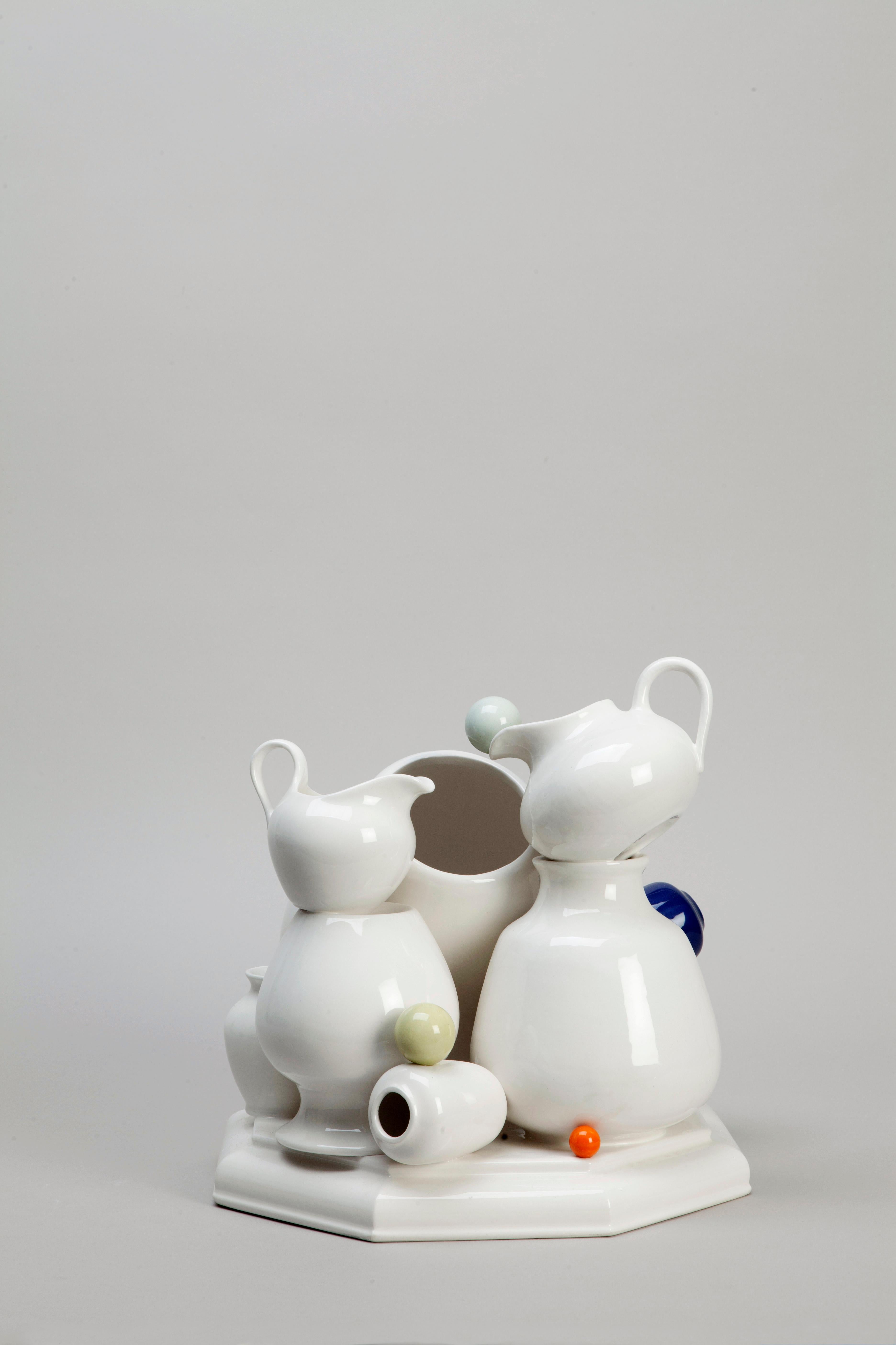 Untitled, 2020, glazed earthenware, measures: approximate H 16 x 15 x 15 cm

Andrea Salvatori (Italy, 1975) is an internationally renowned visual artist working with the ceramic medium to realize often ironic and witty sculptures, sometimes