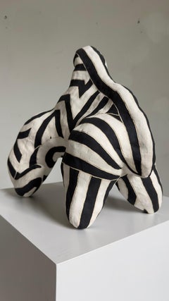 abstract ceramic sculpture in black and white