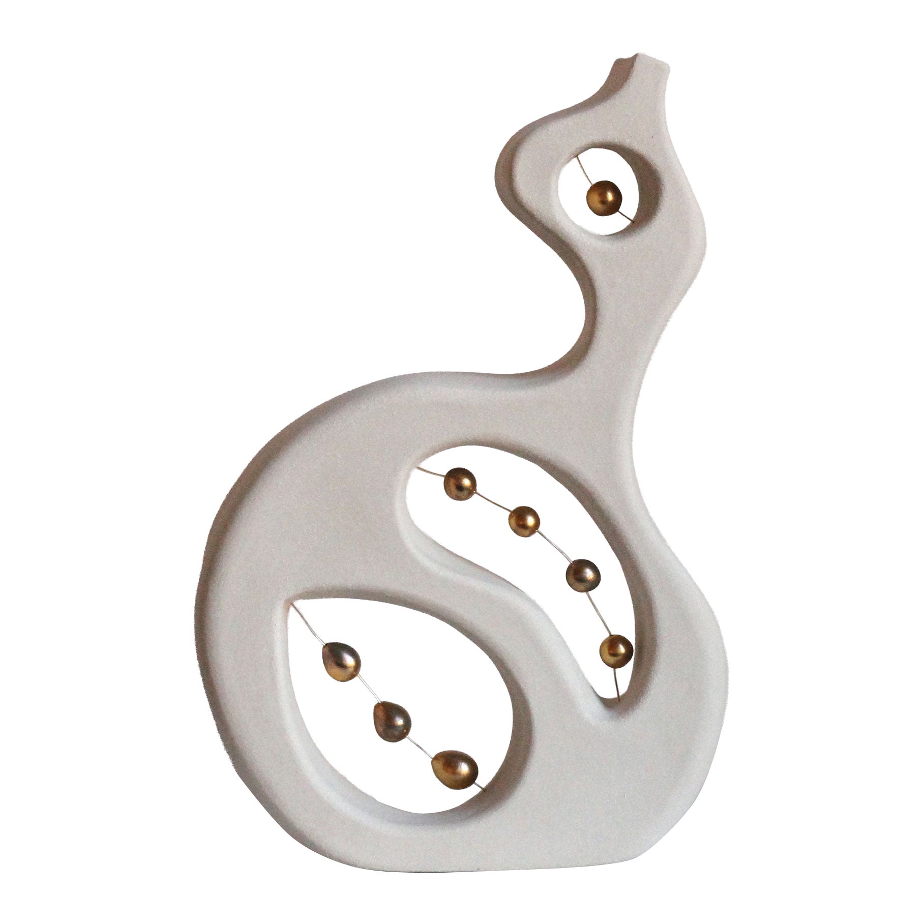 Abstract Ceramic Sculpture With Gold Lustre, “Fragments Within II” by Miyelle