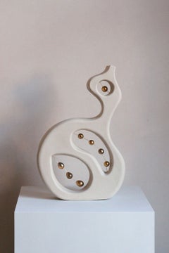 Abstract Ceramic Sculpture With Gold Lustre, “Fragments Within II” by Miyelle