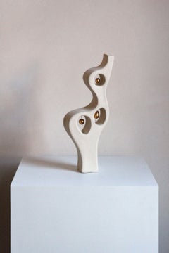Abstract Ceramic Sculpture With Gold Lustre, “Fragments Within III” by Miyelle