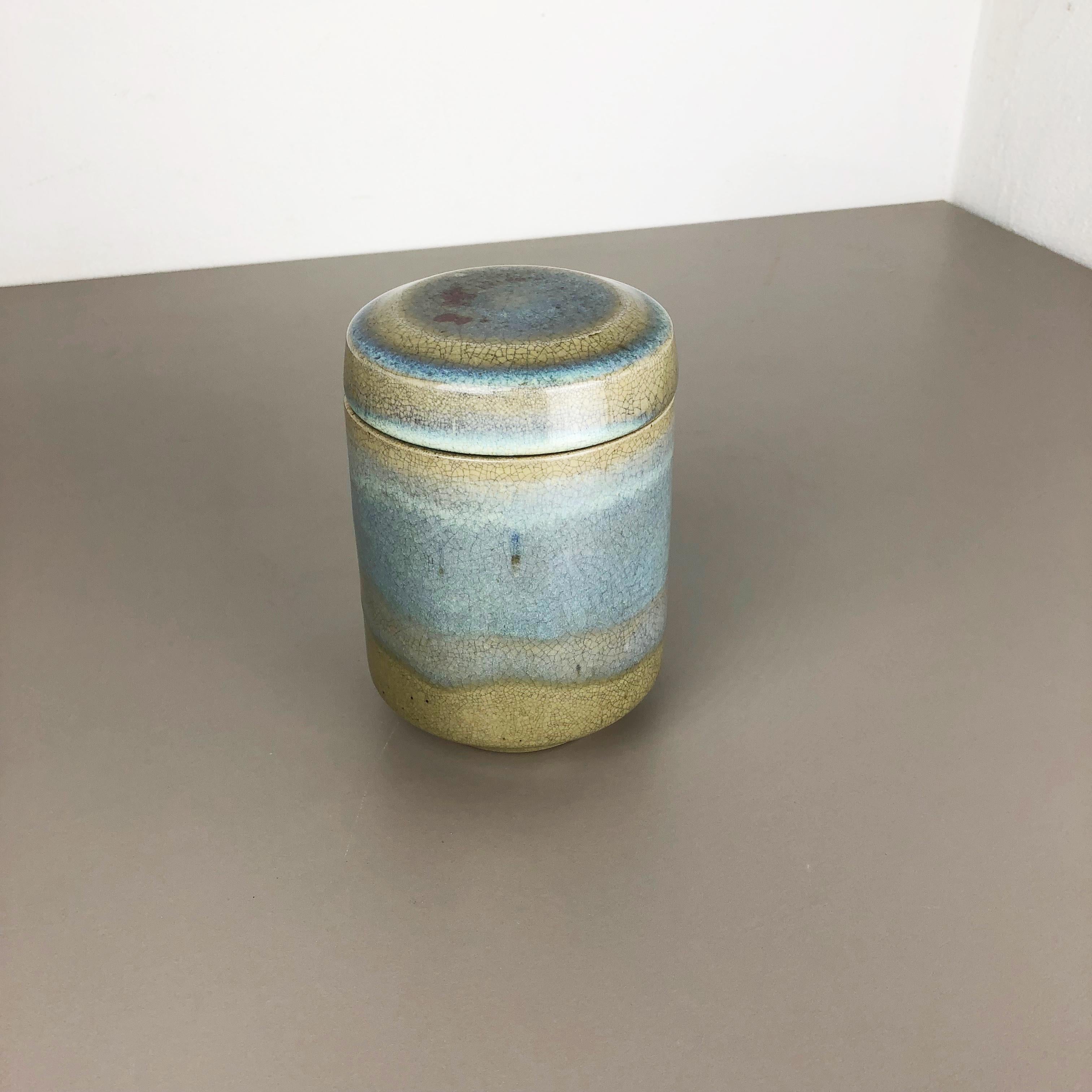 Mid-Century Modern Abstract Ceramic Studio Pottery Lid Can by Wendelin Stahl, Germany, 1970s For Sale