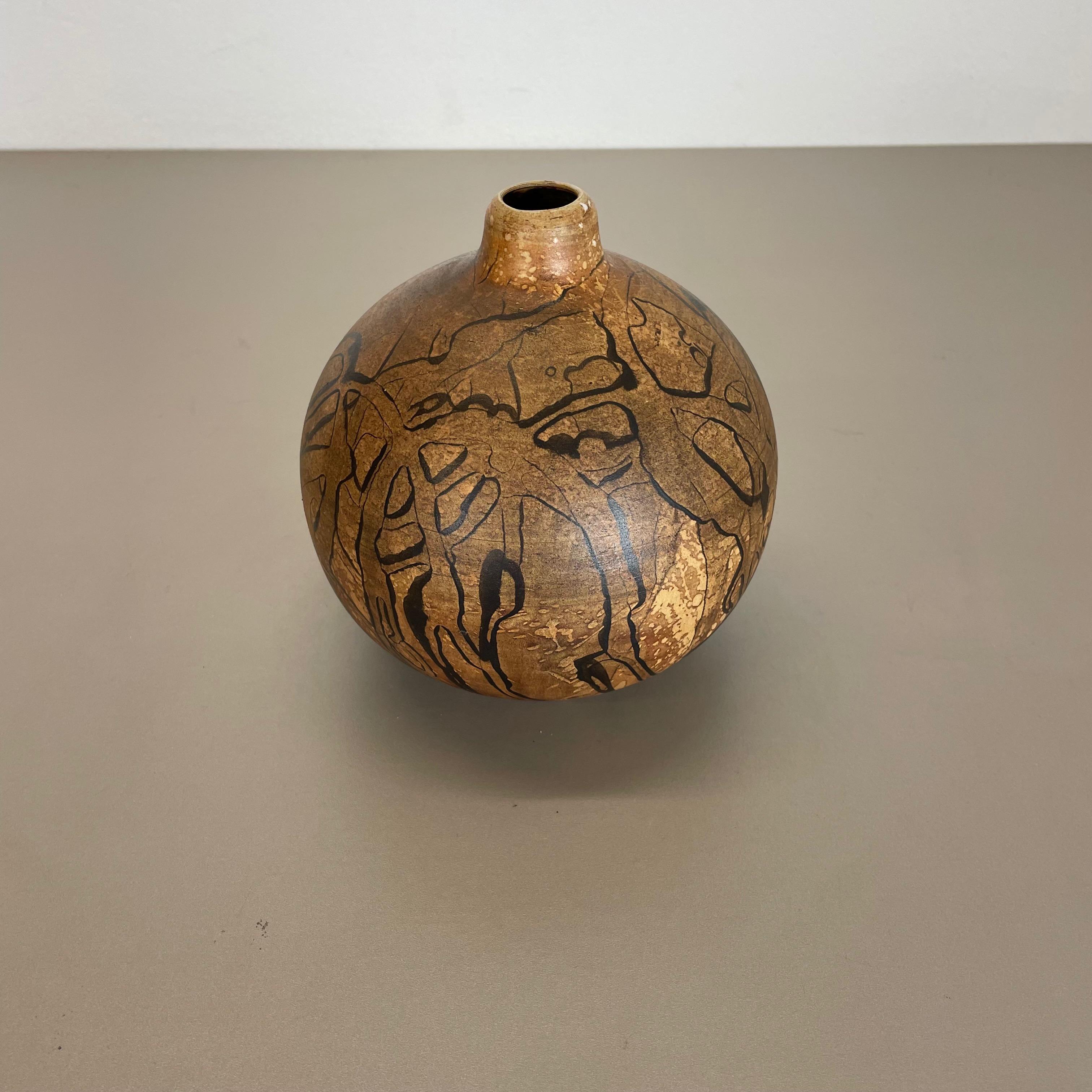 Mid-Century Modern Abstract Ceramic Studio Pottery Vase by Gerhard Liebenthron, Germany, 1970s For Sale
